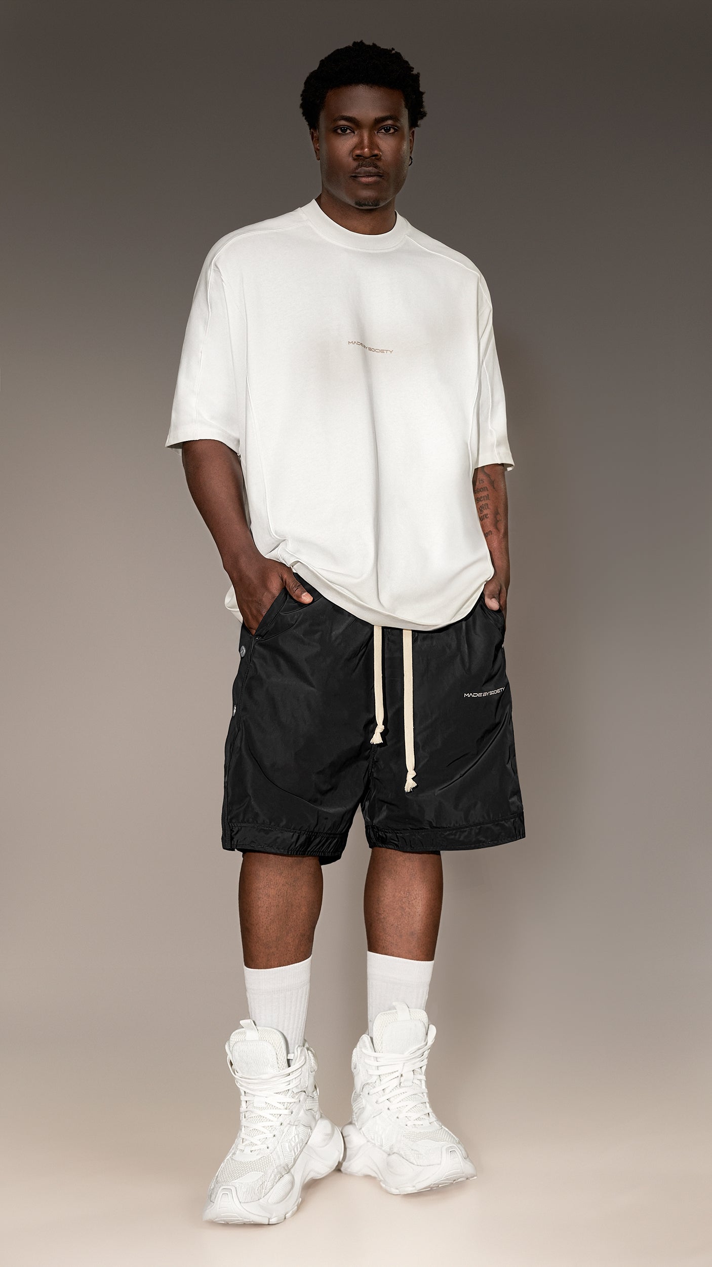 "Made by Society" Snap Bermuda Shorts - B16197