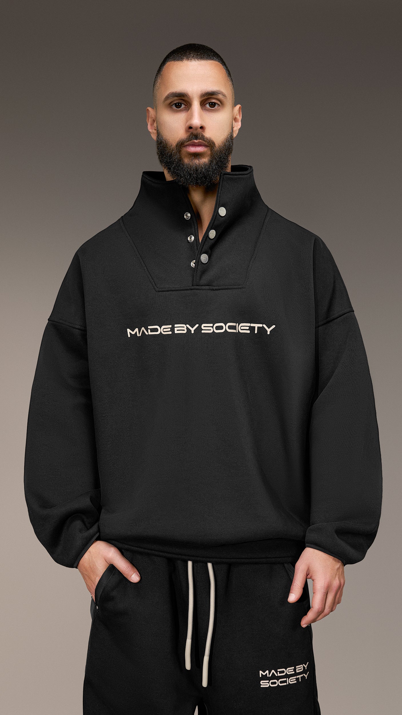 Hanorac "Made by Society" cu capse - H16004