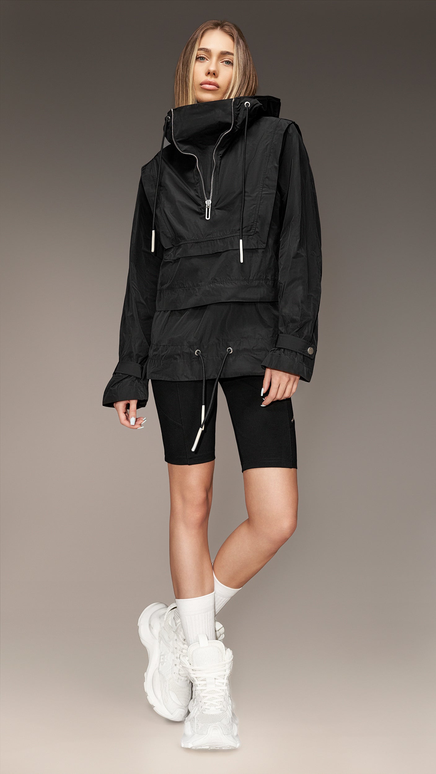 Layered Windbreaker Hoodie - H23790