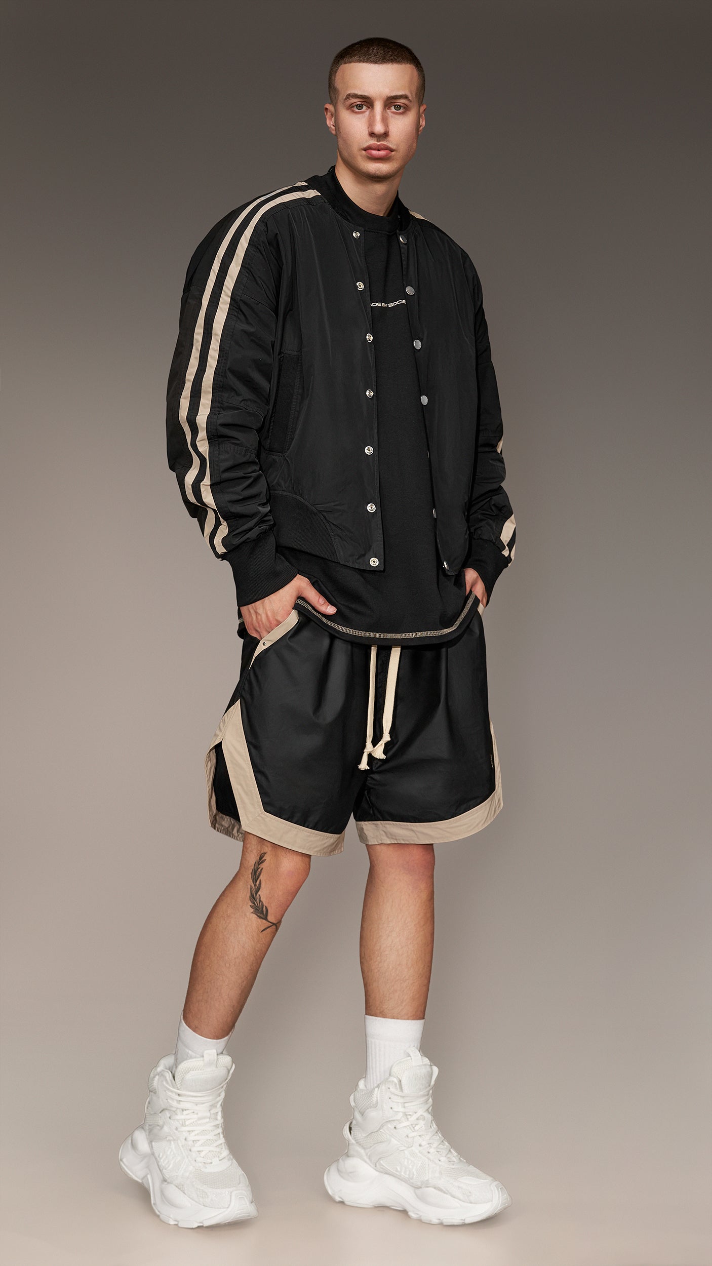 Vertical Stripes Bomber Jacket - J12984