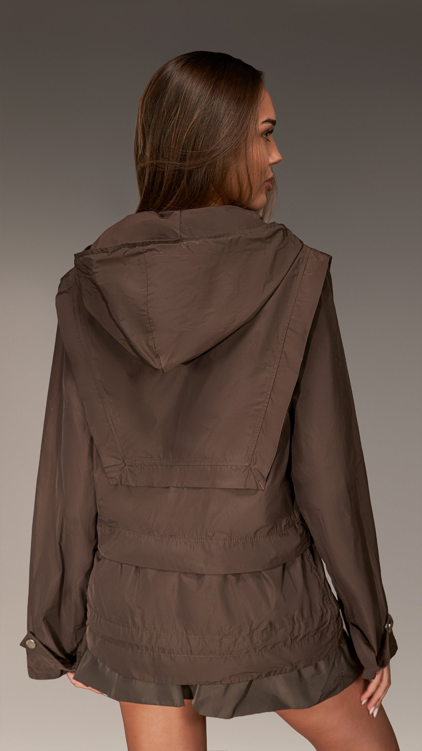 Layered windbreaker hoodie - H23796