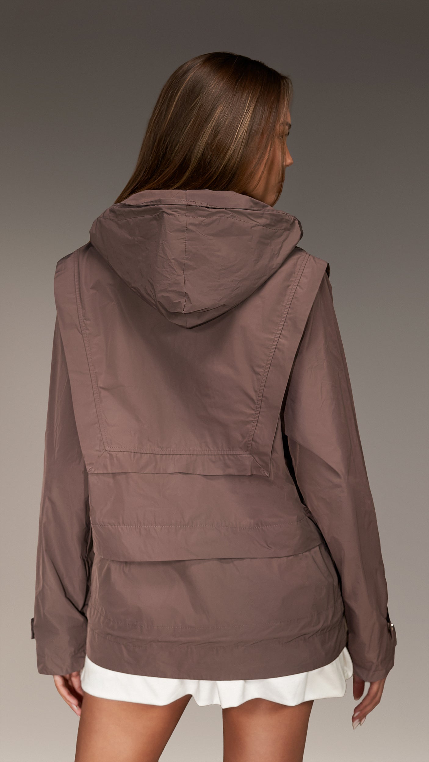 Layered Windbreaker Hoodie - H23795