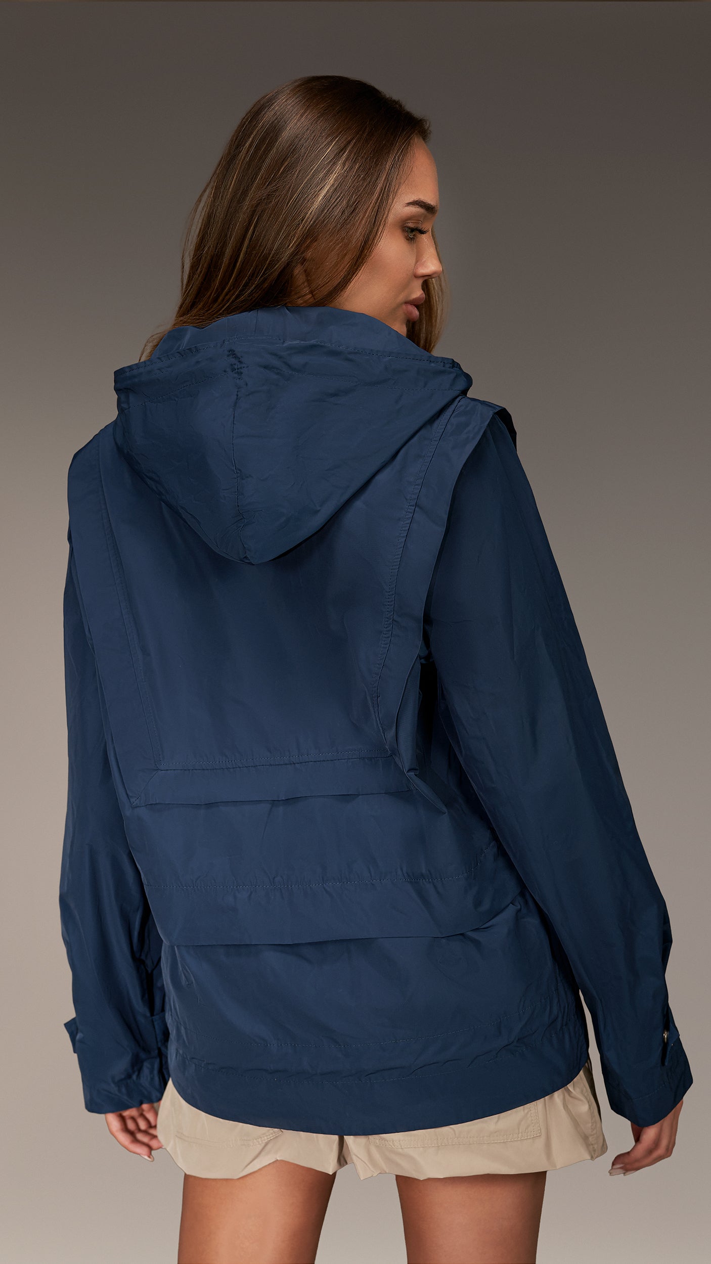 Layered windbreaker hoodie - H23797