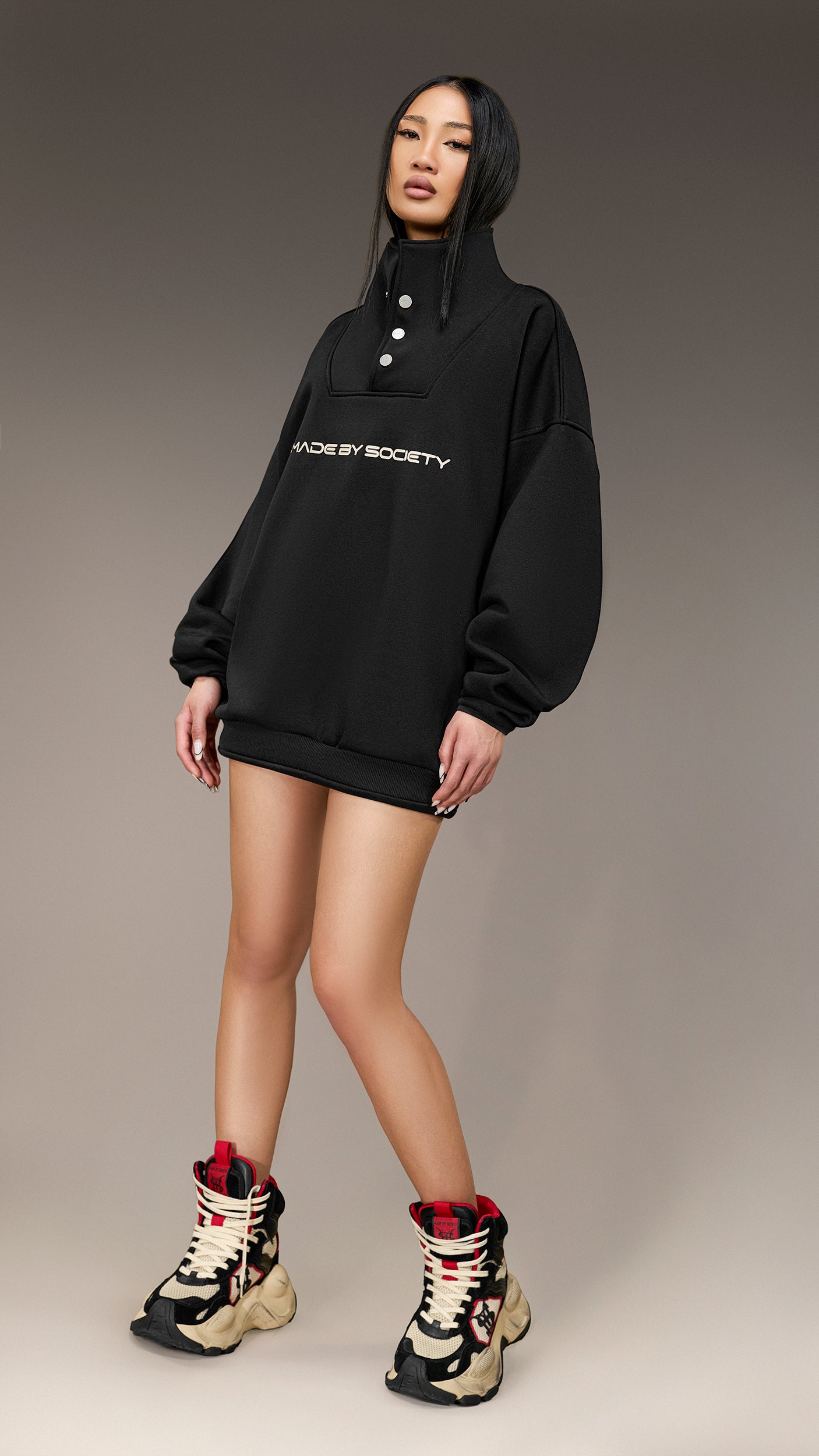 Hanorac Oversized cu Guler - H26031