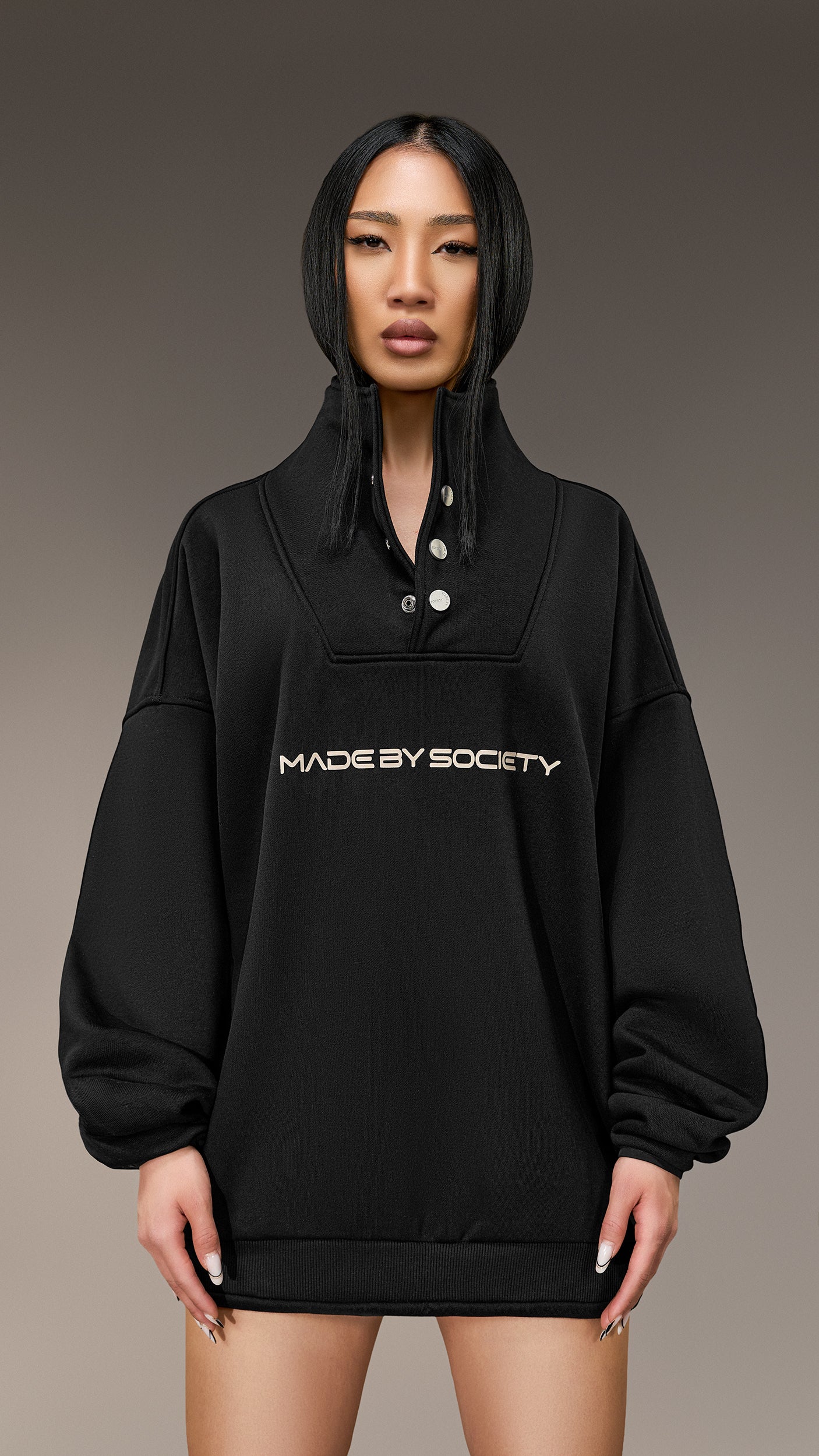 Hanorac Oversized cu Guler - H26031