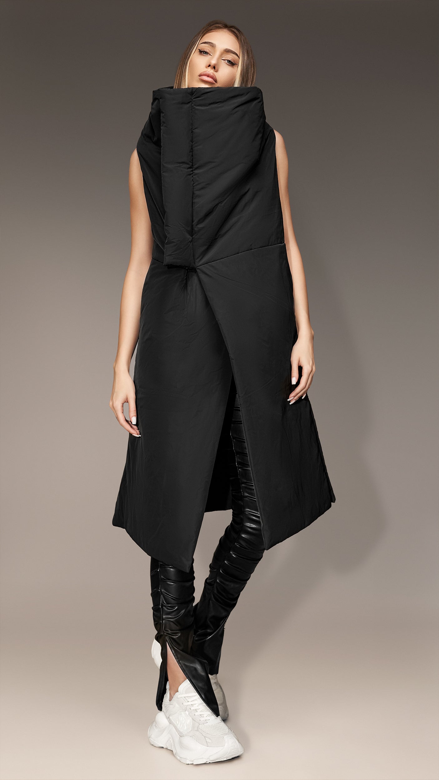 Long puffer vest - V24669