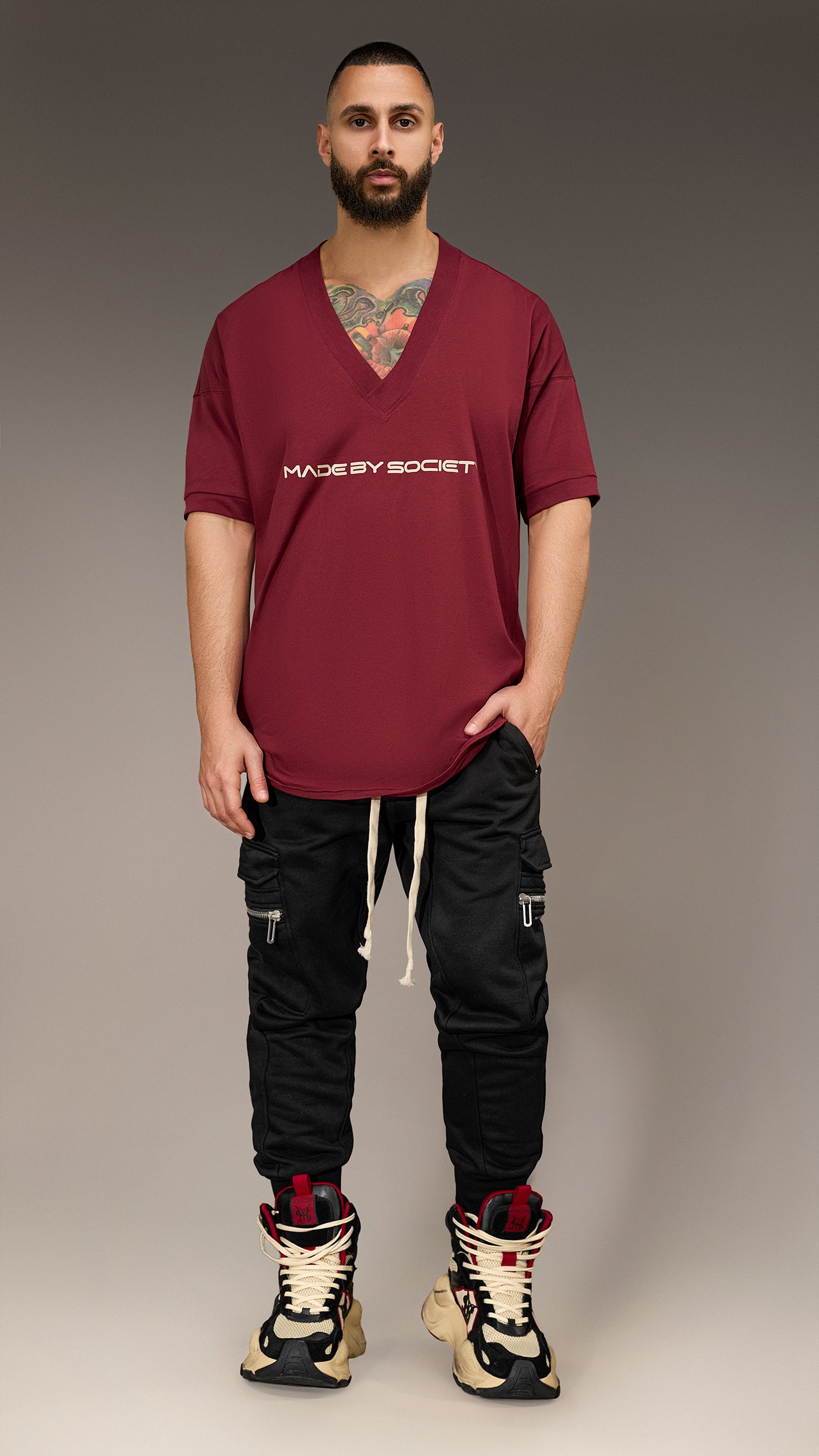 Tricou Oversized cu Decolteu V - T16101