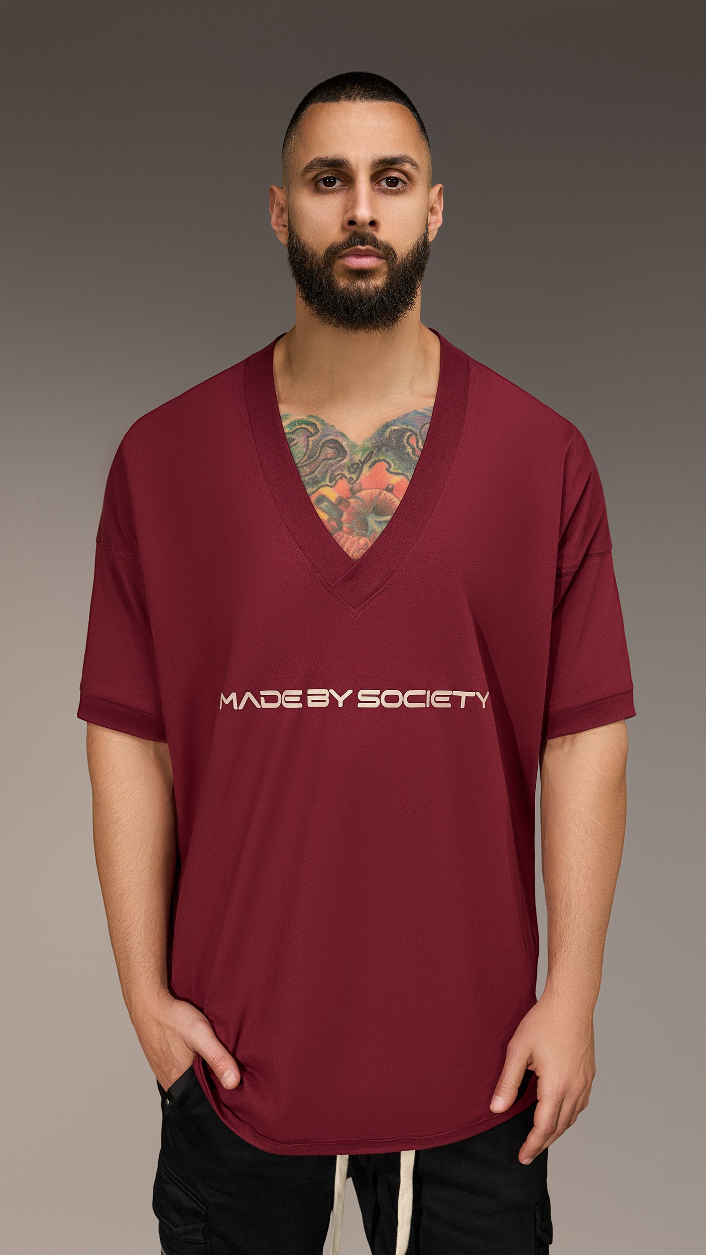 Tricou Oversized cu Decolteu V - T16101
