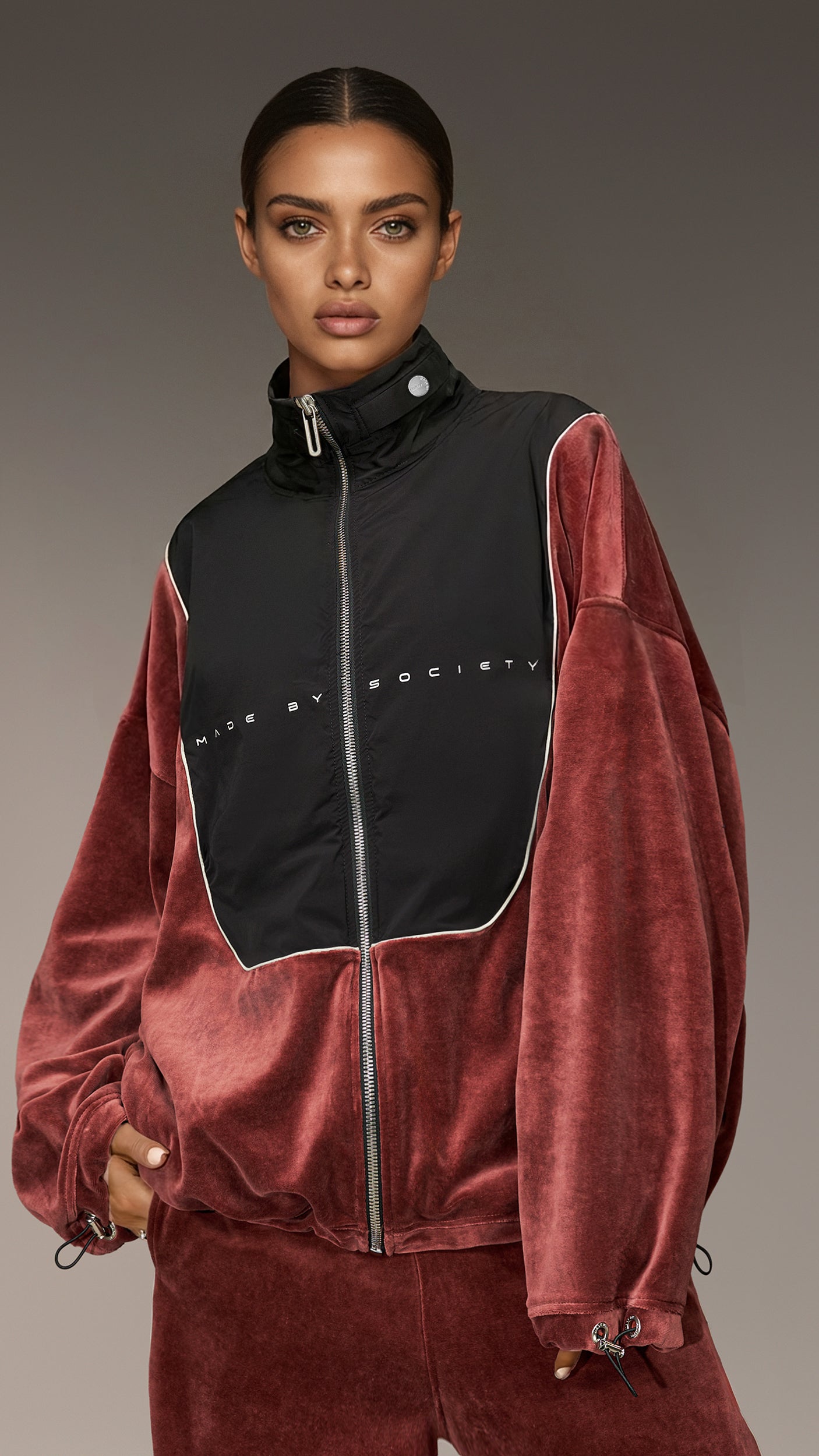 Hybrid Velvet Anorak Sweatshirt