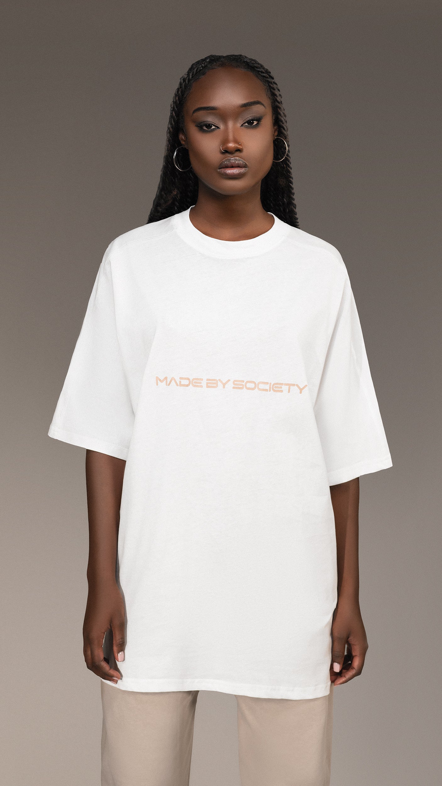 Oversized White T-Shirt Made By Society - T25363