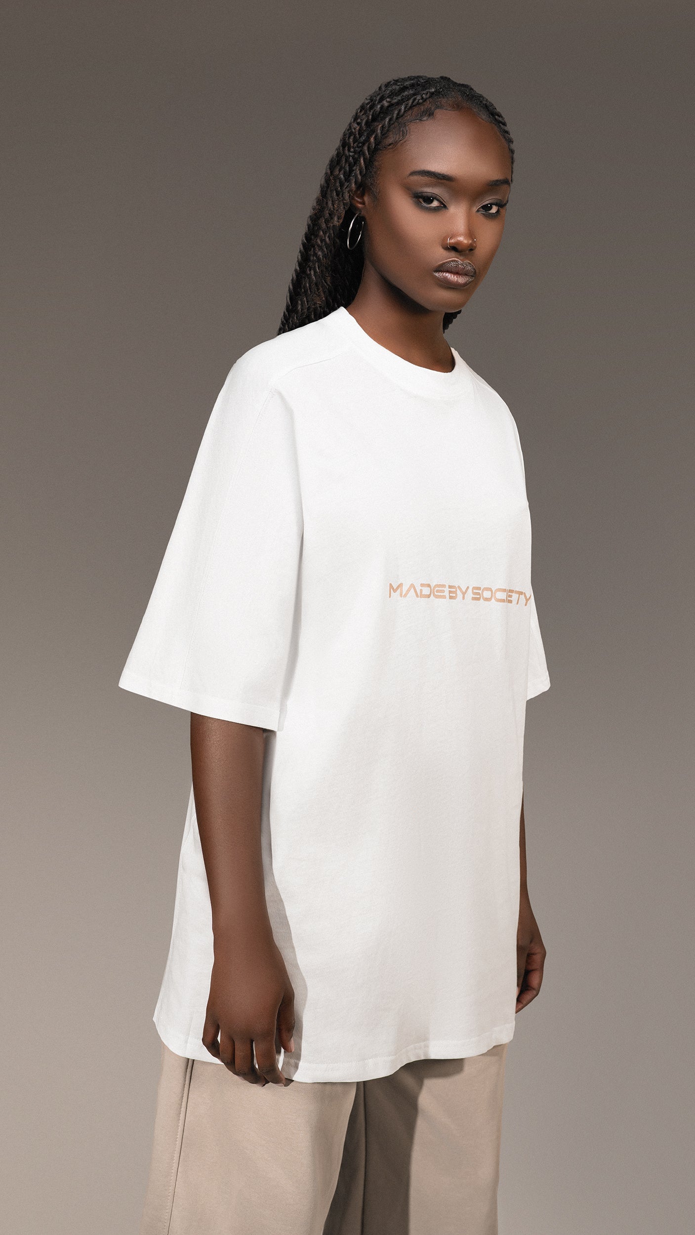 Oversized White T-Shirt Made By Society - T25363