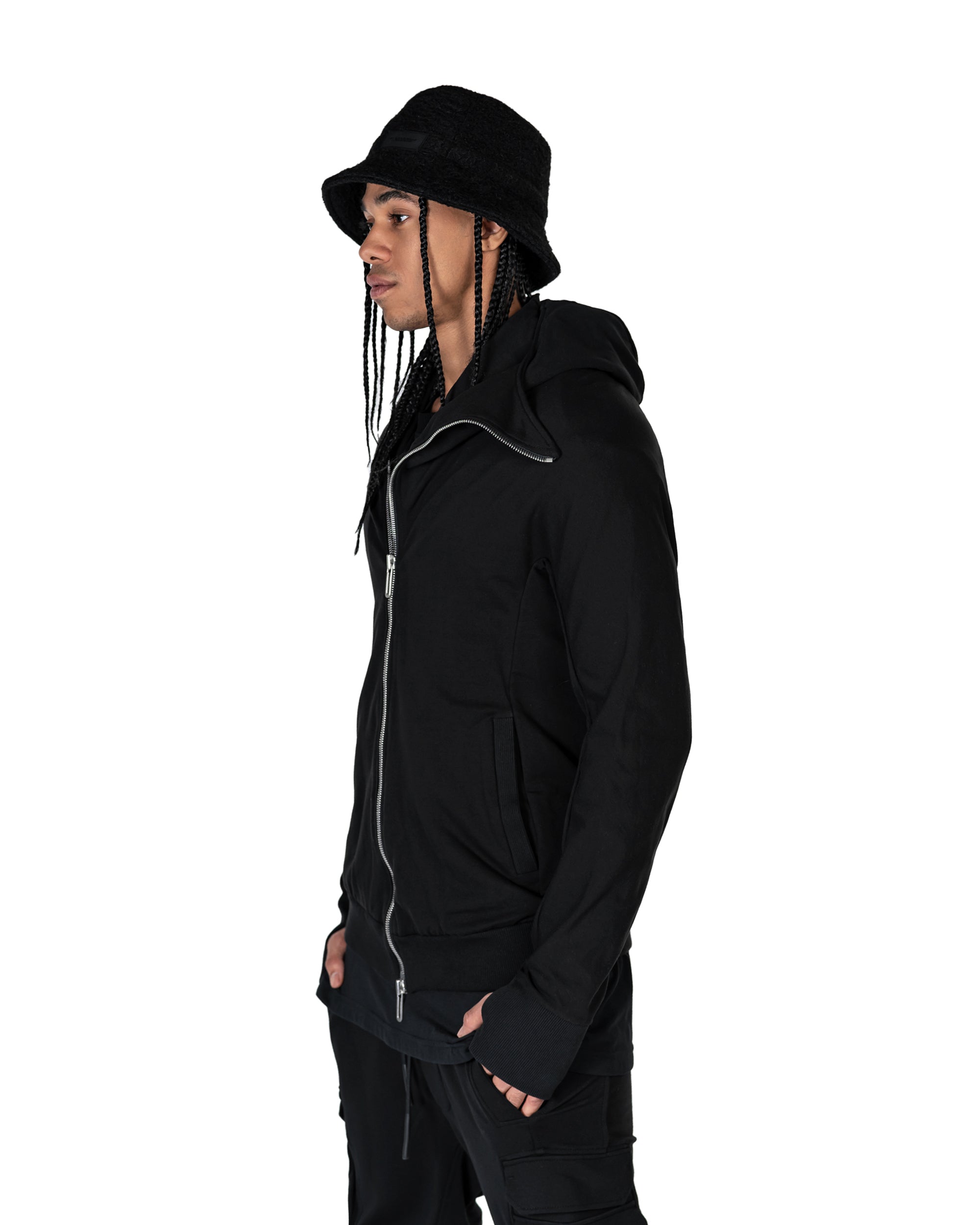 Diagonal zip hoodie - H11505