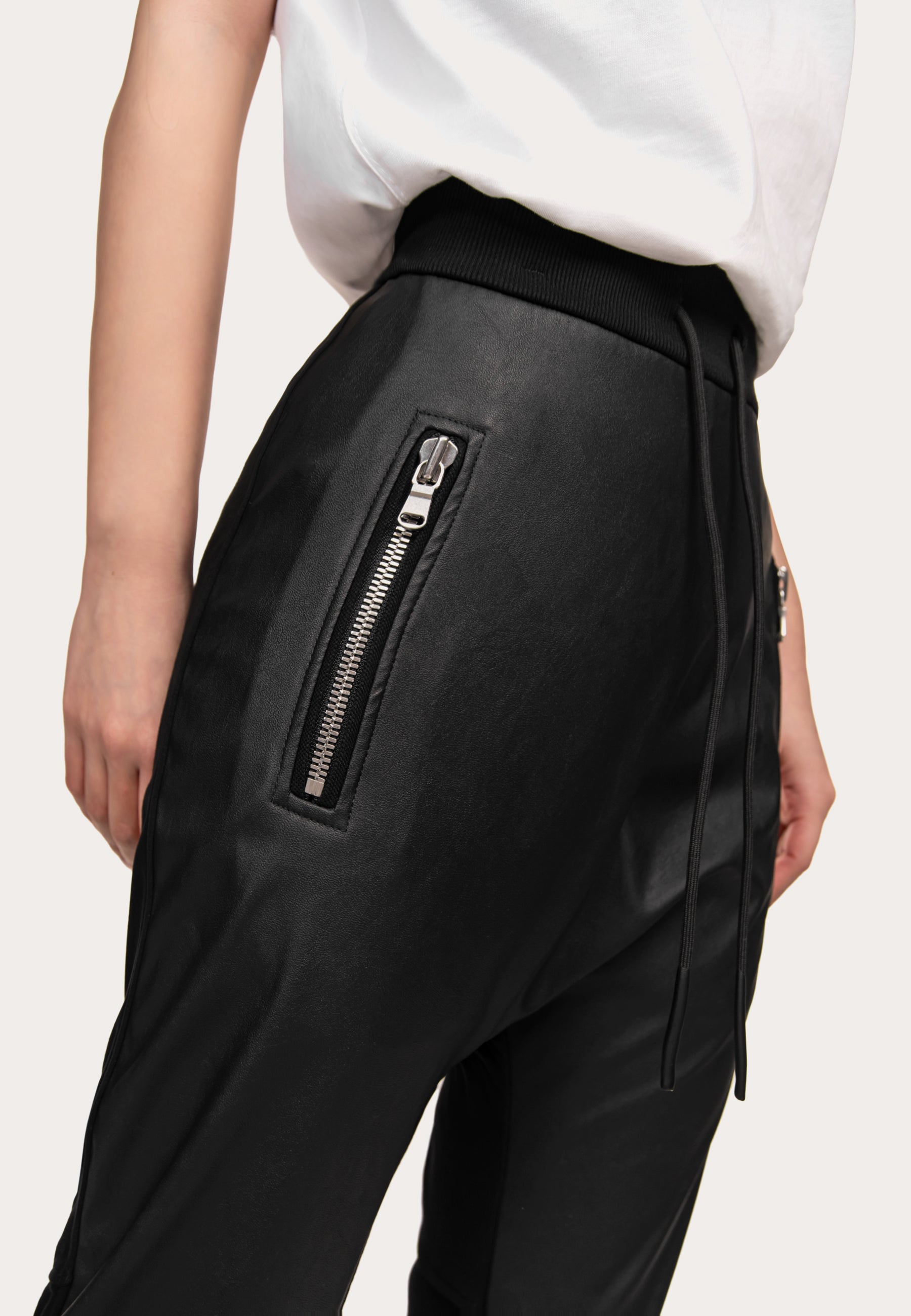 Faux leather jogger pants - P21108