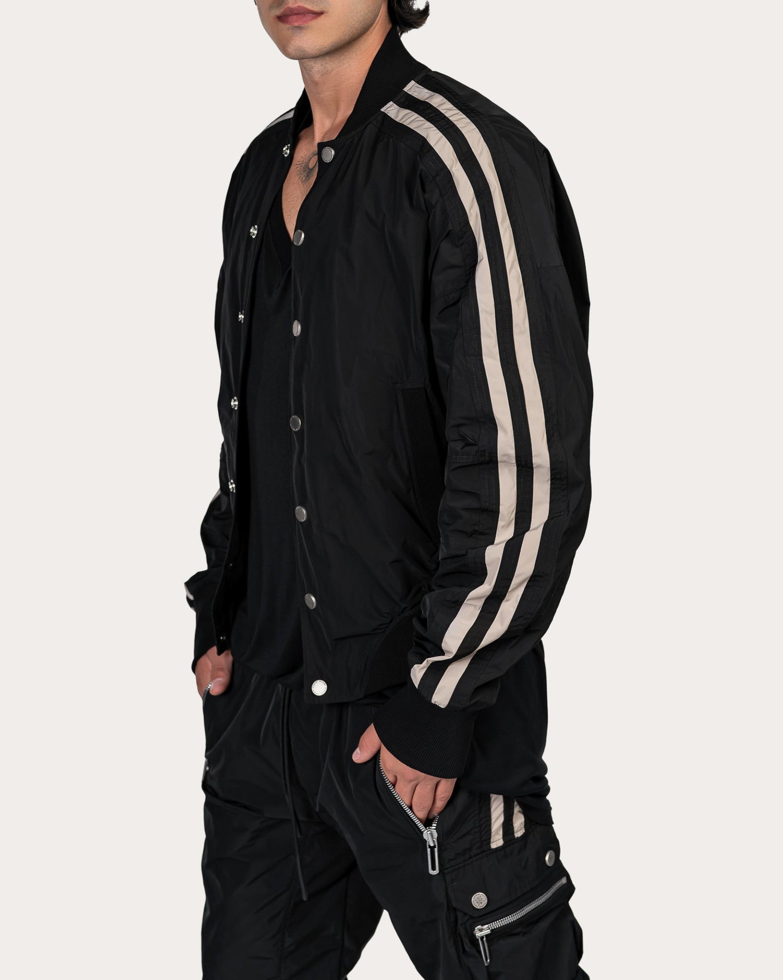 Vertical Stripes Bomber Jacket - J12984