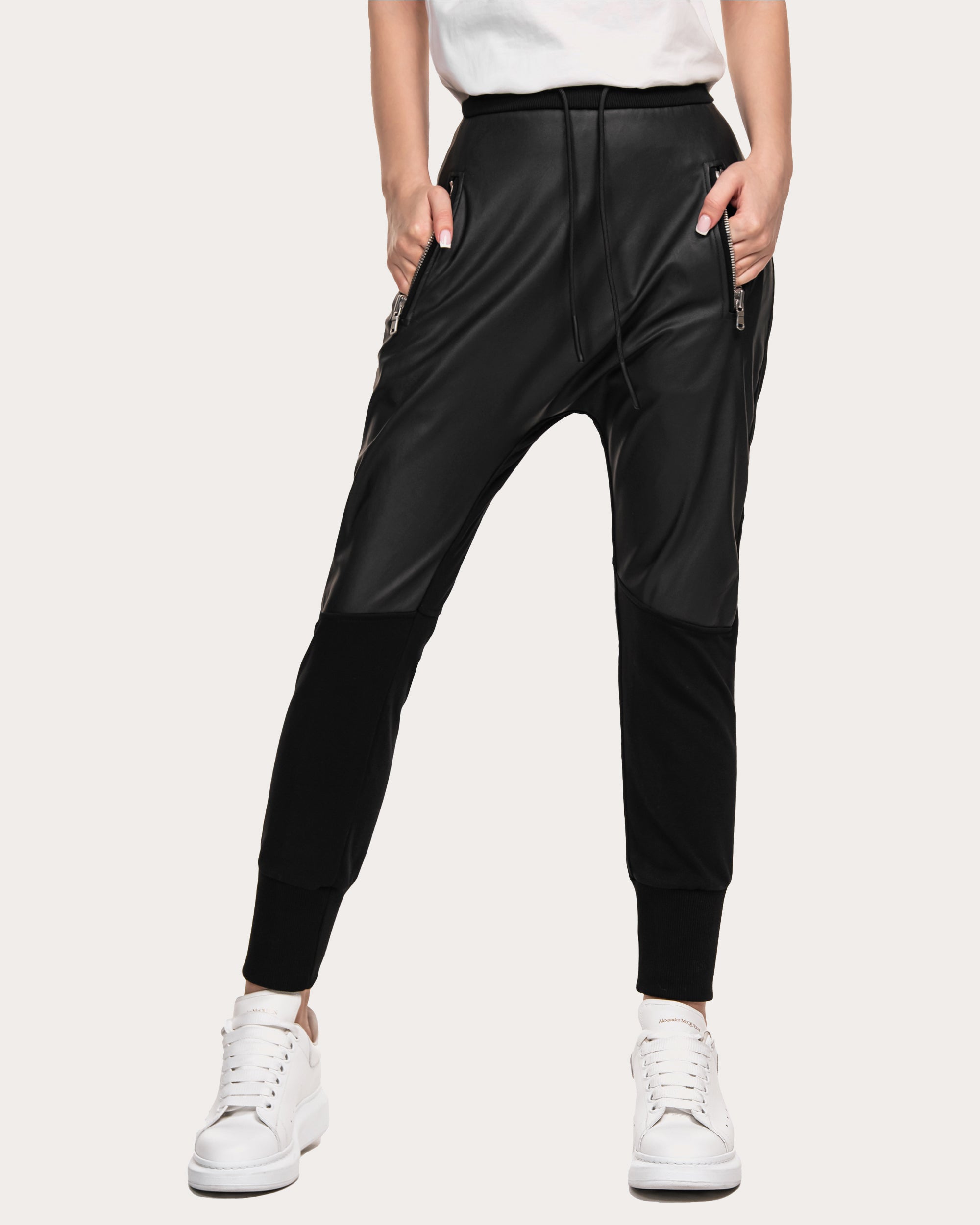 Faux leather jogger pants - P21108