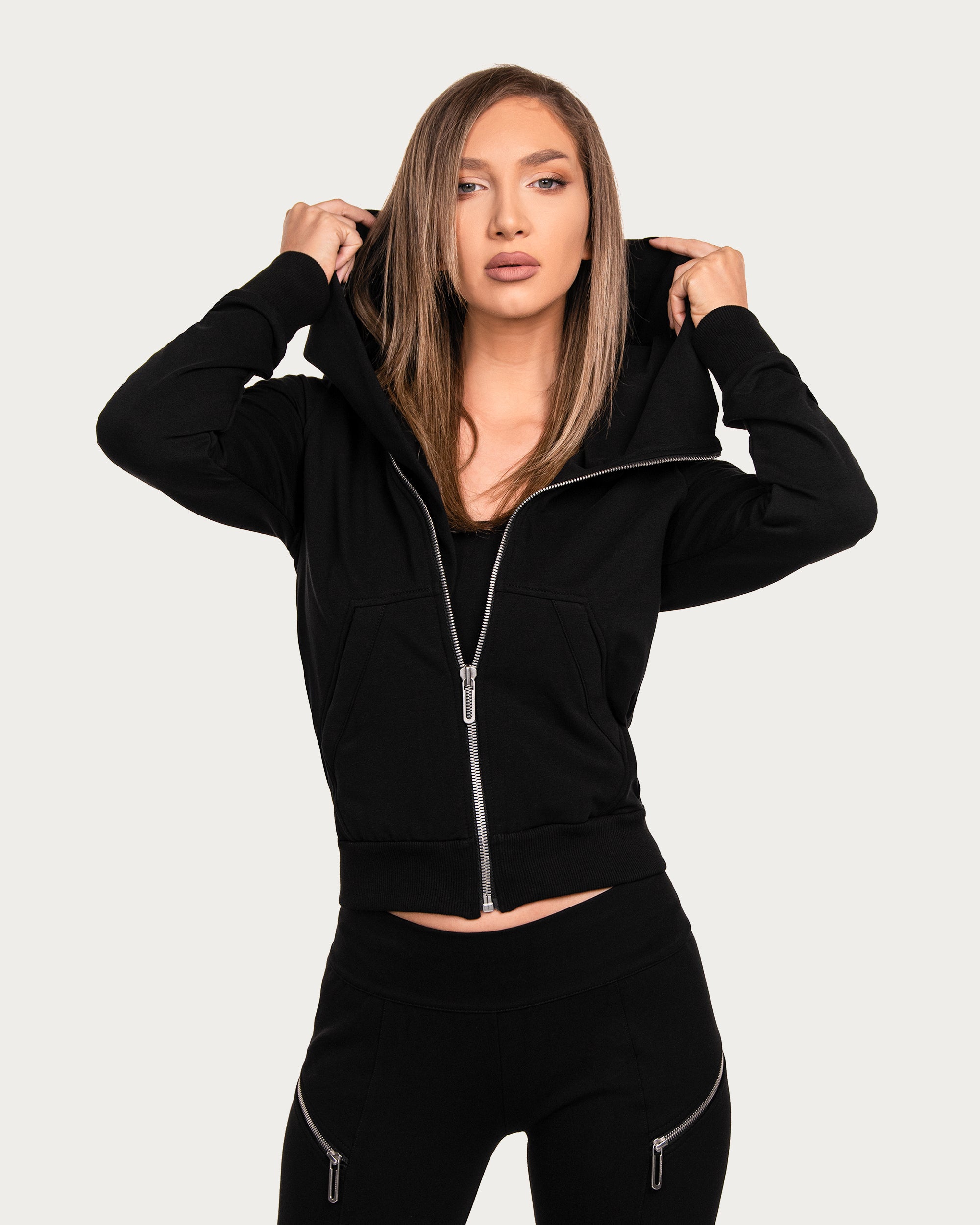 Diagonal Zip Hoodie - H22925