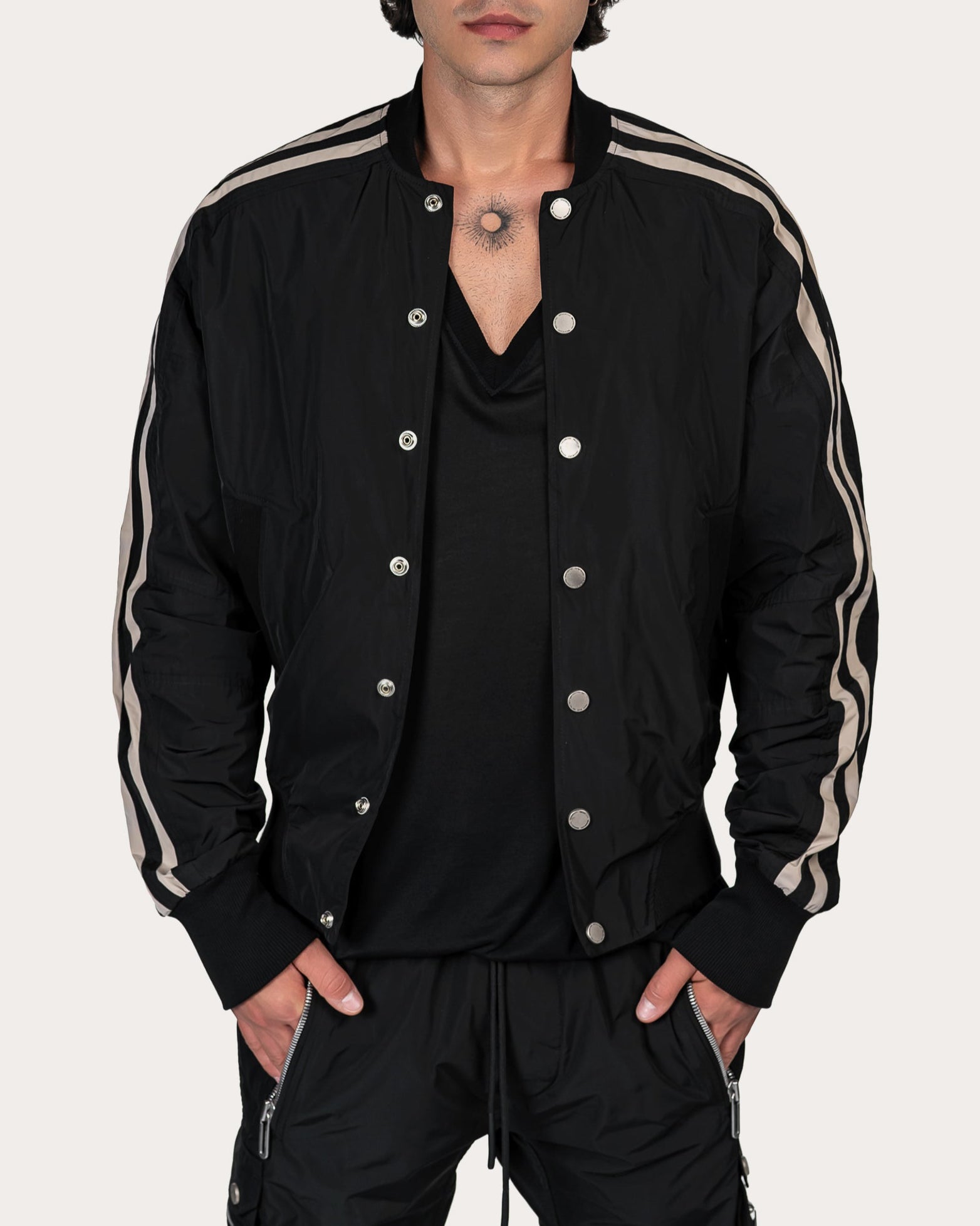 Vertical Stripes Bomber Jacket - J12984