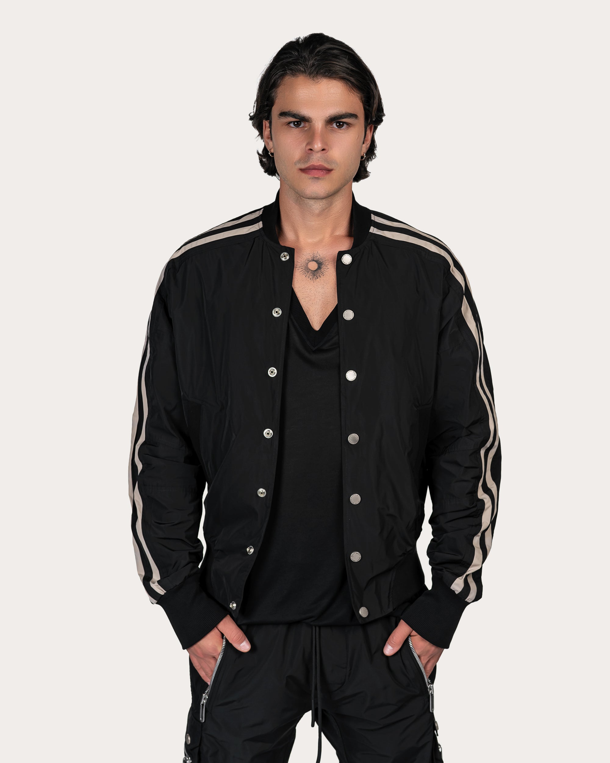 Vertical lines bomber jacket - J12984