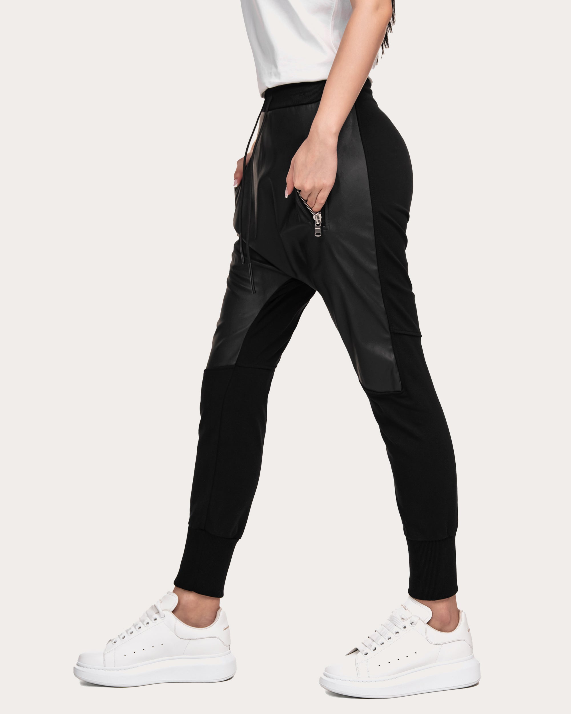 Faux leather jogger pants - P21108