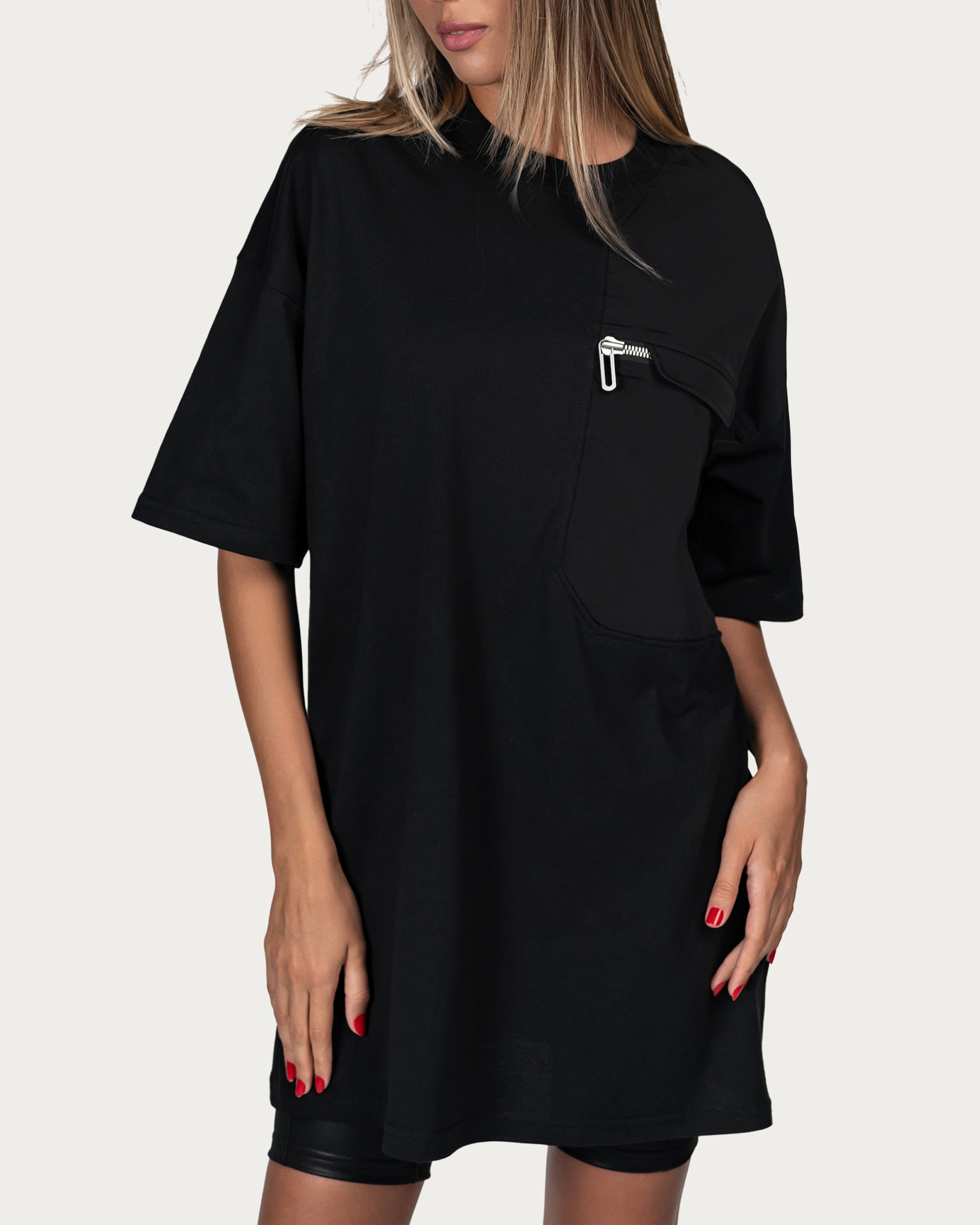 Zip pocket t-dress - T24428