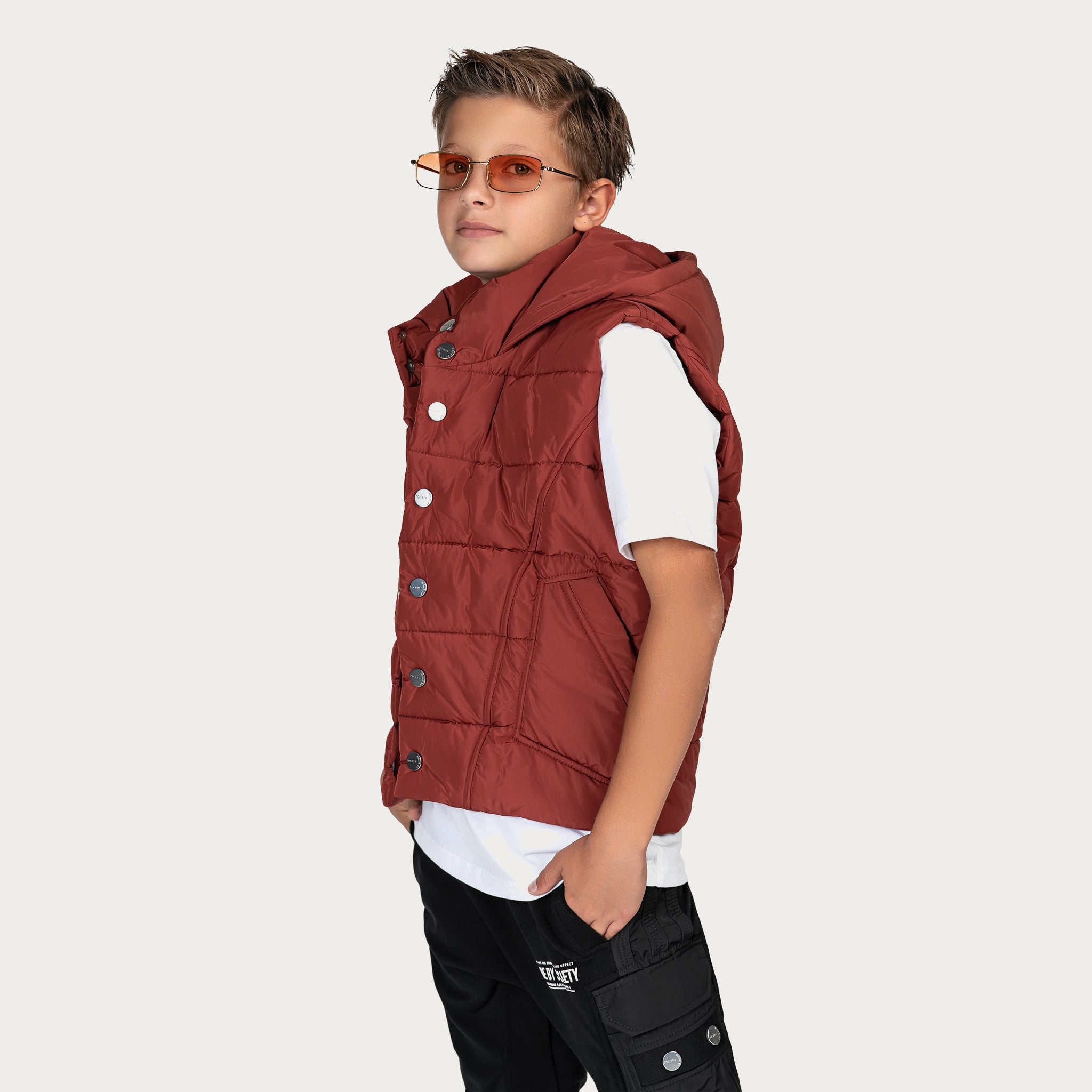 Stud Hood Vest - V33972