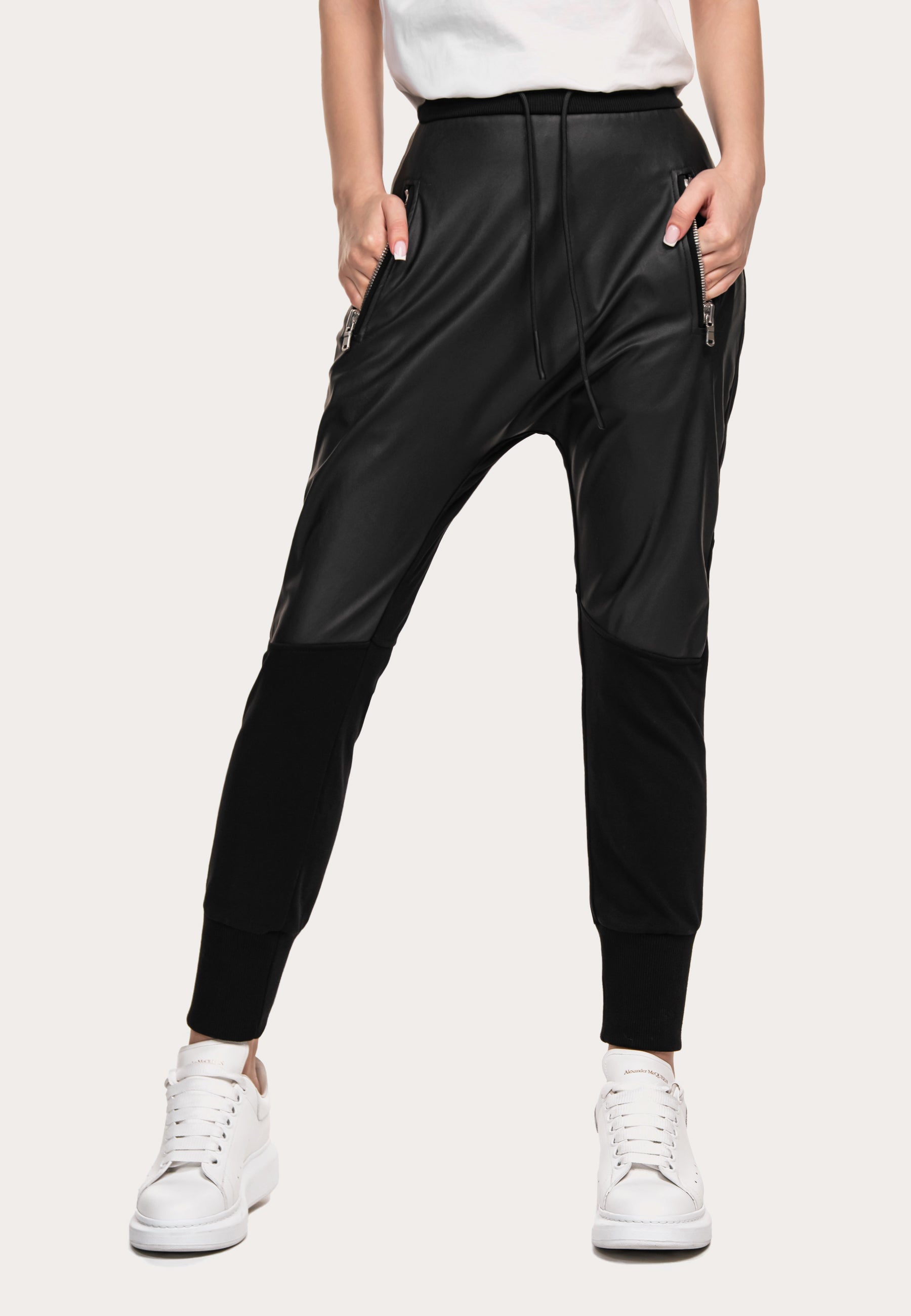 Faux leather jogger pants - P21108