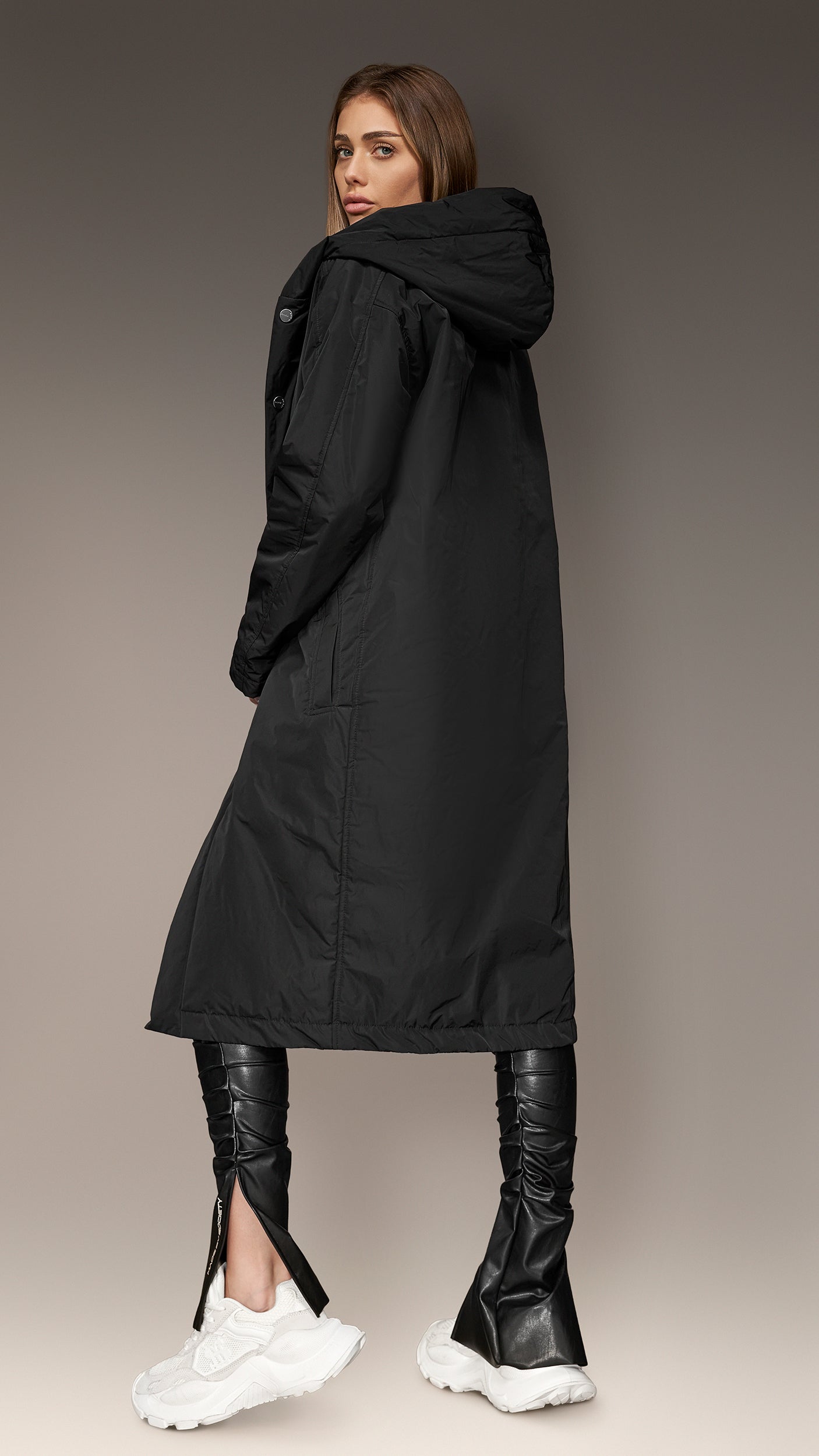 Longline hood coat - J24031