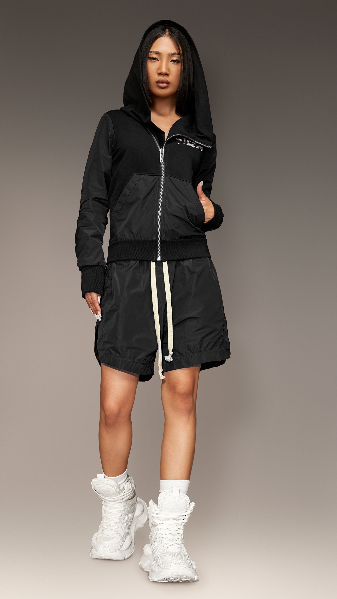 Diagonal zip hoodie - H23238