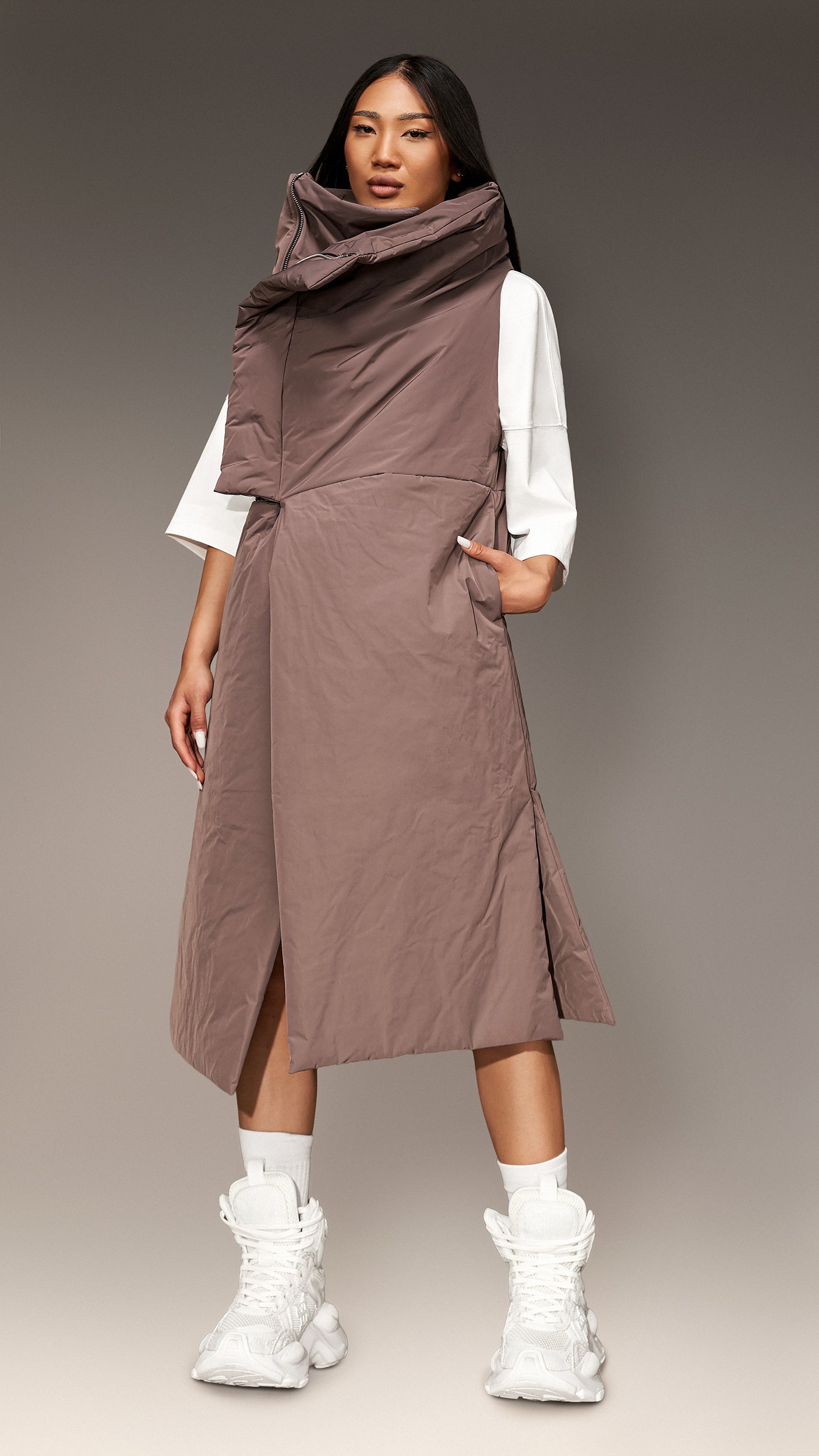 Long puffer vest - V24618