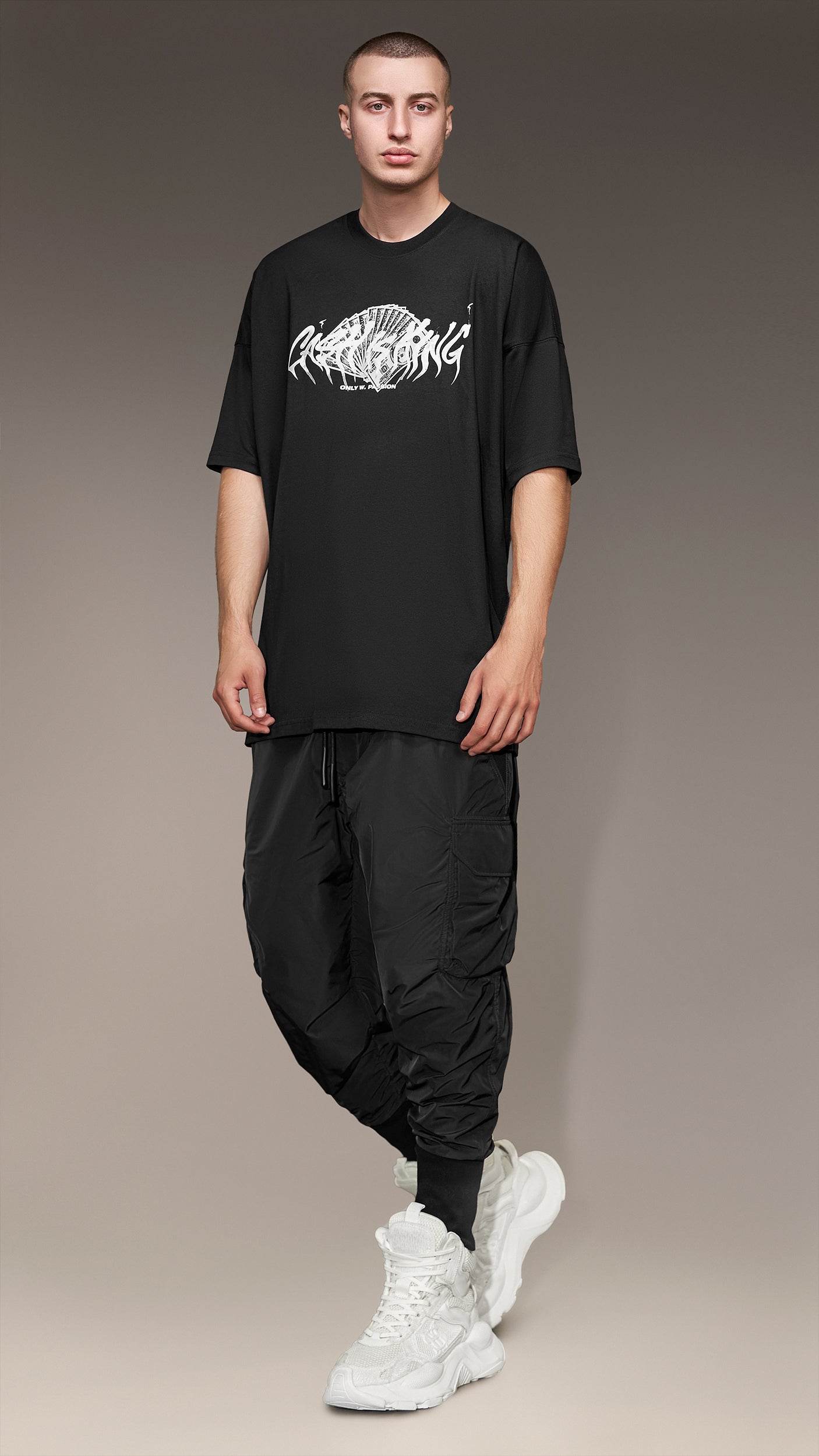 Tricou negru cu imprimeu „Cash” - T14747