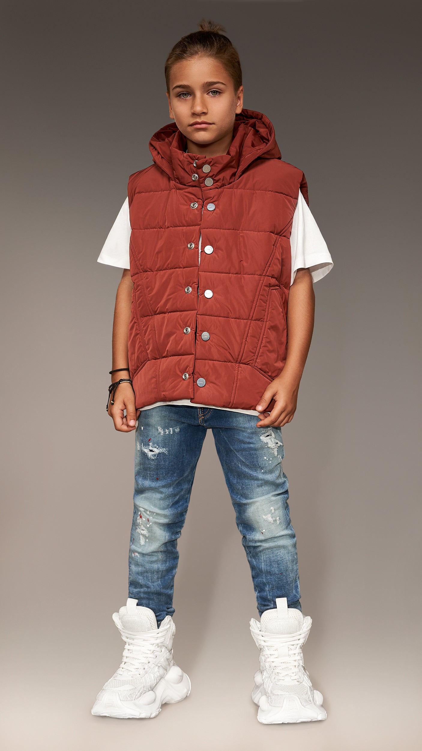 Stud Hood Vest - V33972