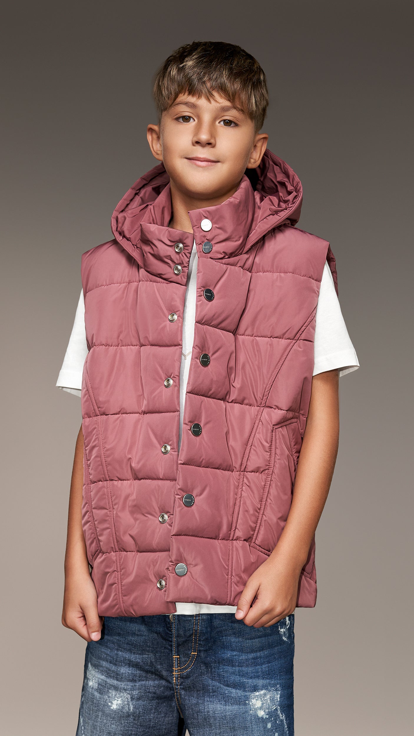 Stud hood vest - V33977
