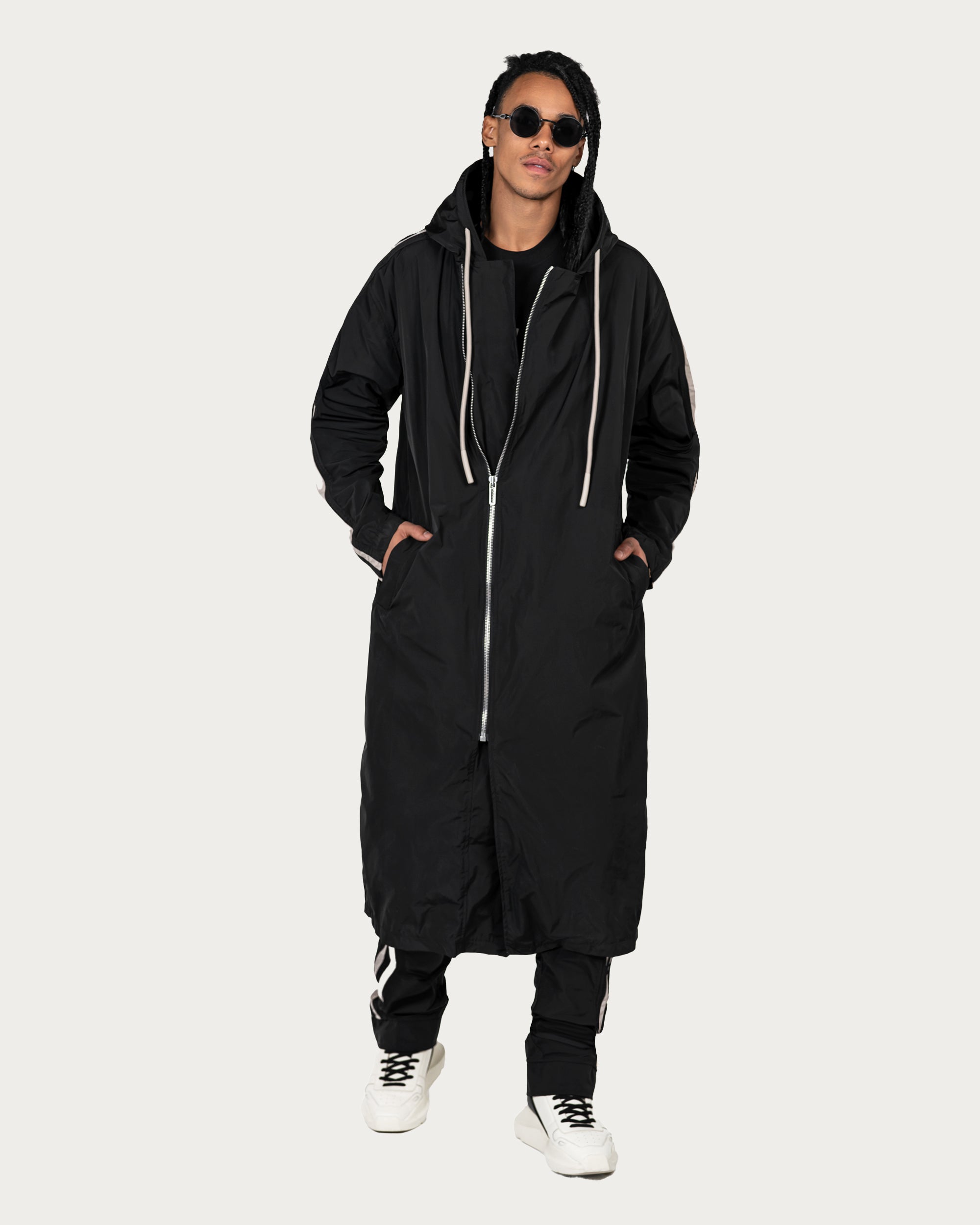 Vertical lines long parka jacket - H13000