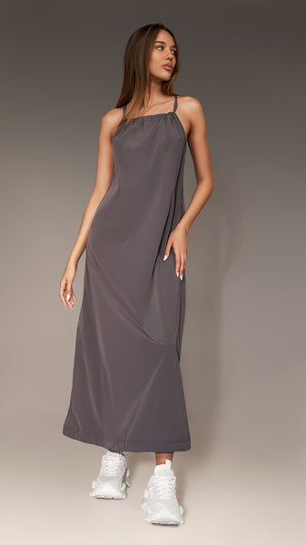 新品未使用‼️ Deauville Gathered Long Dress Tatum Asymmetrical Long Sleeve Maxi Dress | Grenadine