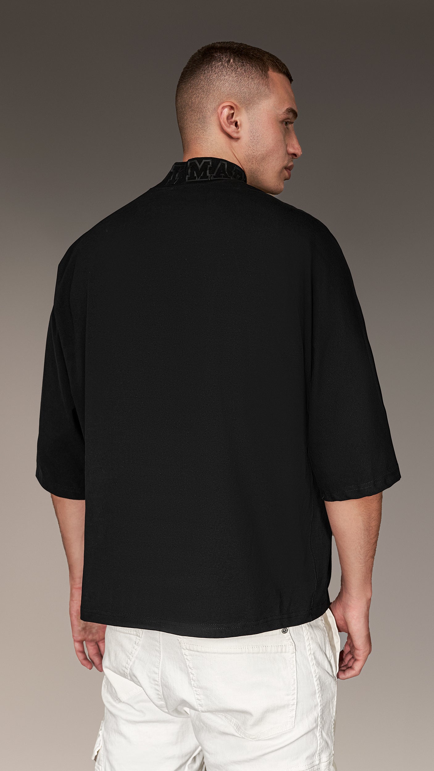 Black Oversized Collared T-Shirt - T15667