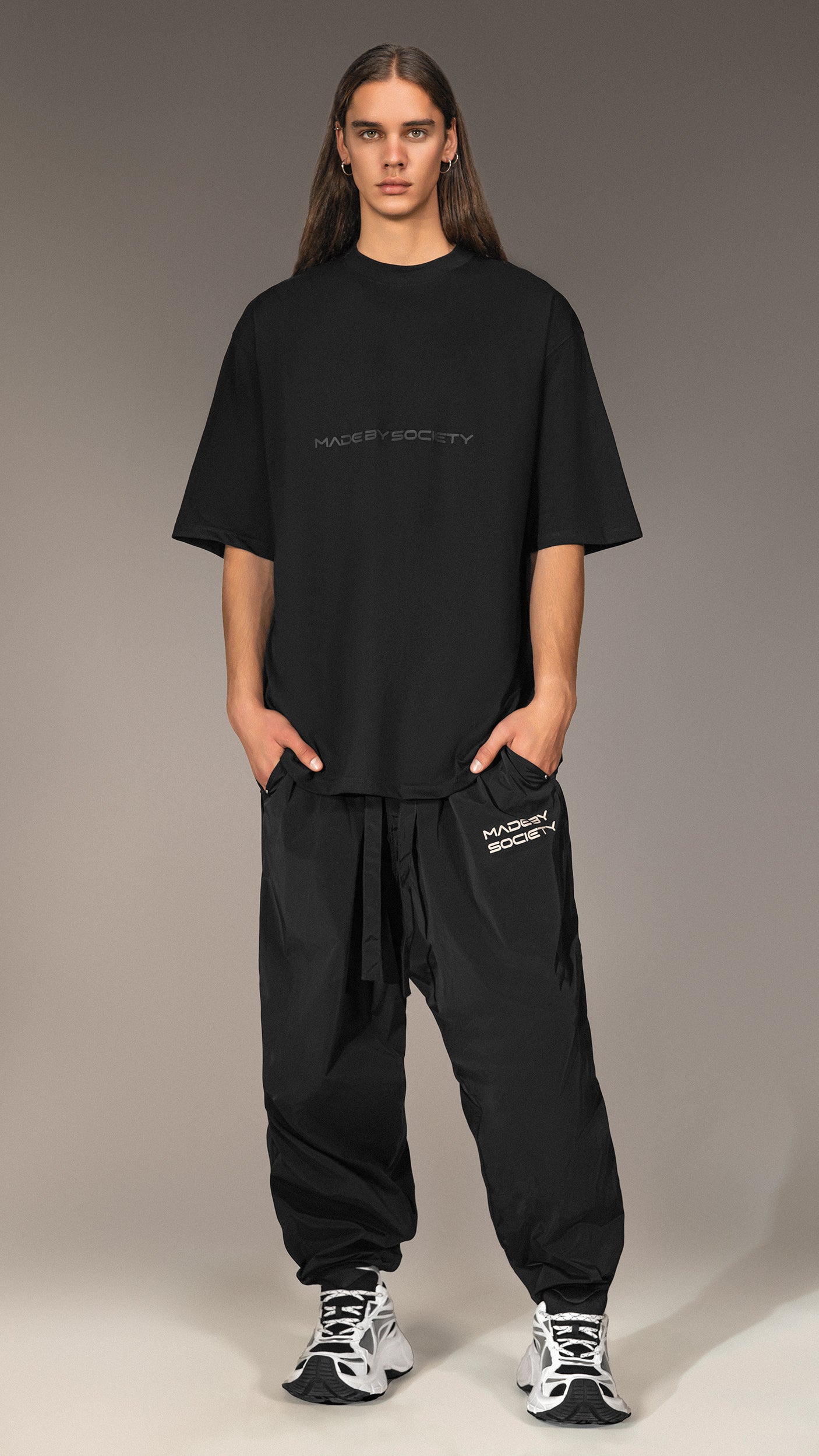 Oversized Black T-shirt "MADE BY SOCIETY" - T15731