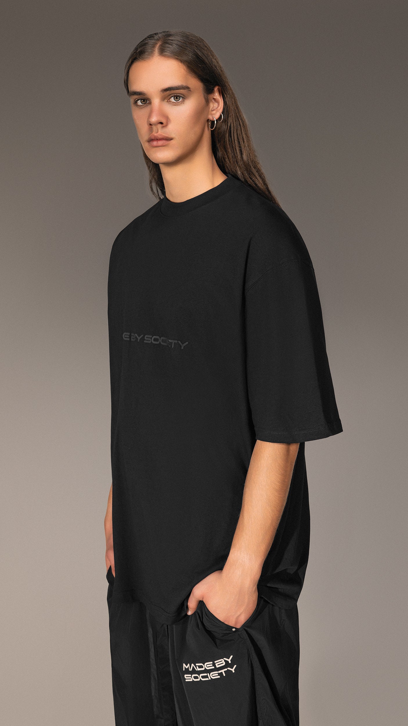 Oversized Black T-shirt "MADE BY SOCIETY" - T15731