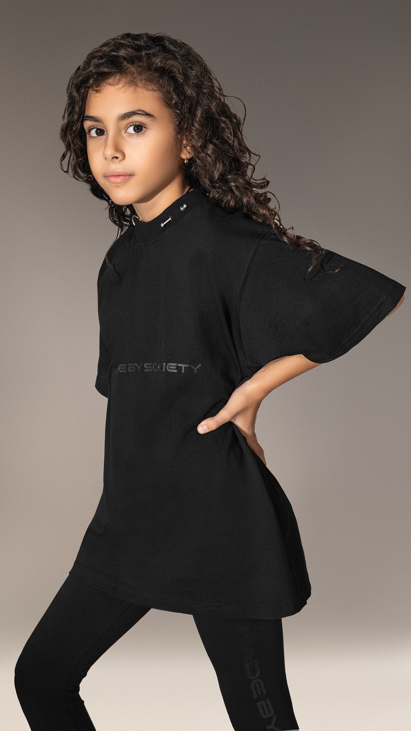 Oversized Black T-shirt "Made by Society" - T35571