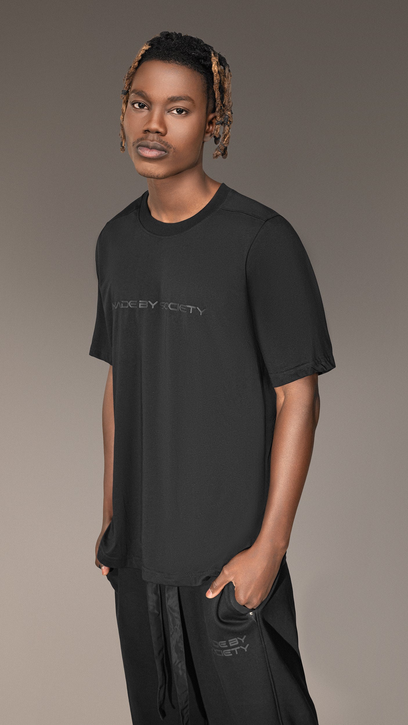 Tricou Negru "MADE BY SOCIETY" - T15765