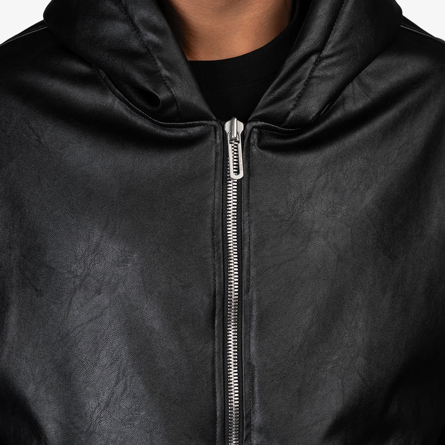 Faux leather hoodie - H15029