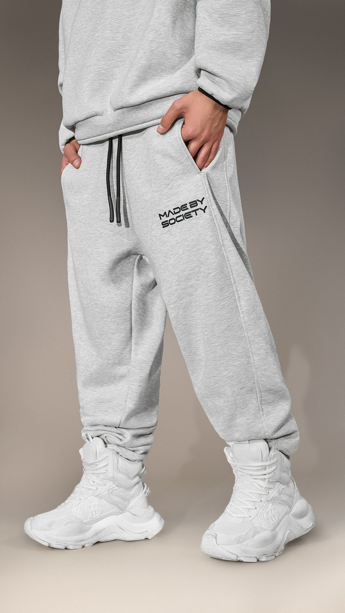 Light Grey Jogger Pants "Made by Society" - P15827