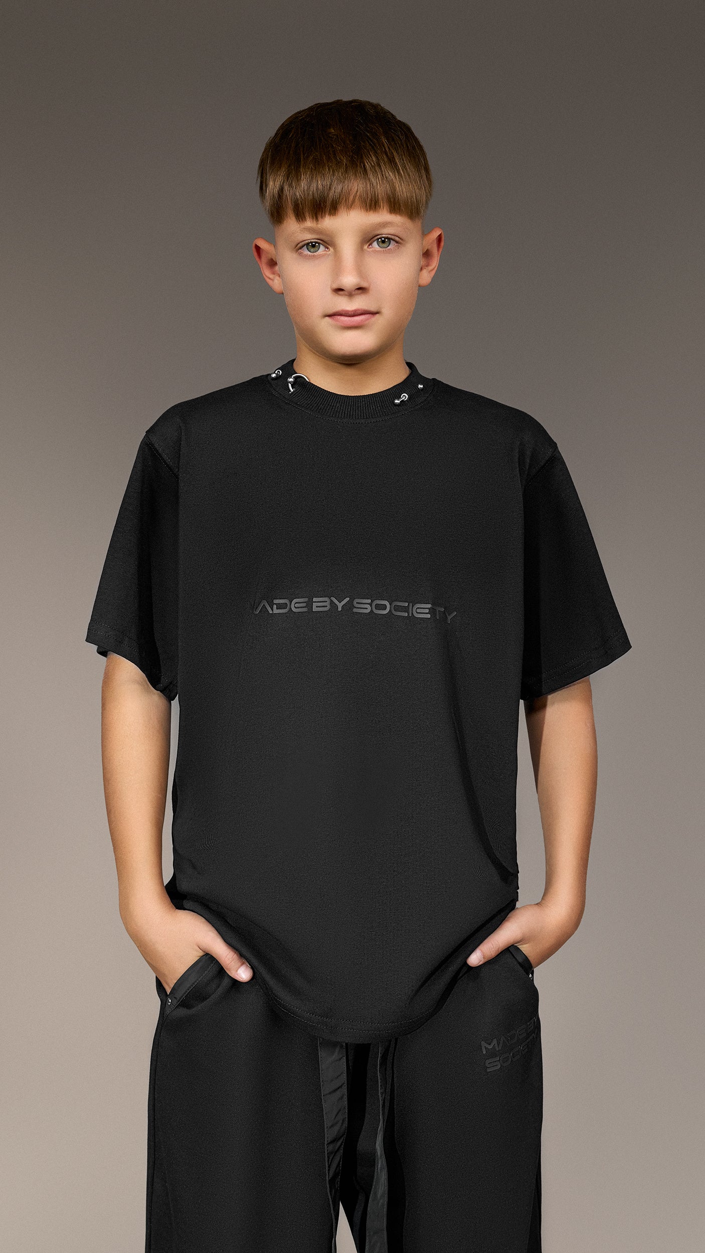 Oversized Black T-shirt "Made by Society" - T35571