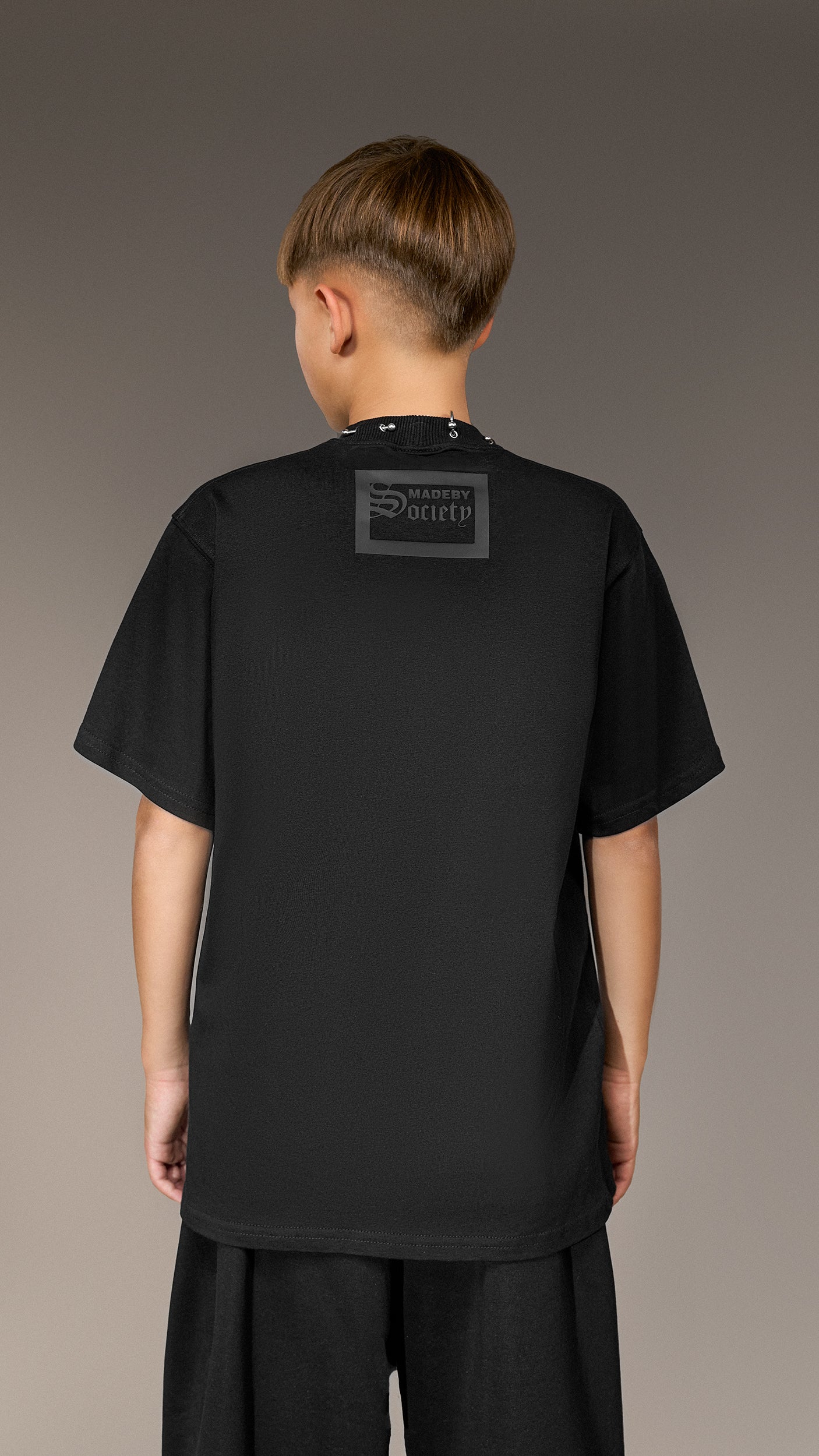 Oversized Black T-shirt "Made by Society" - T35571