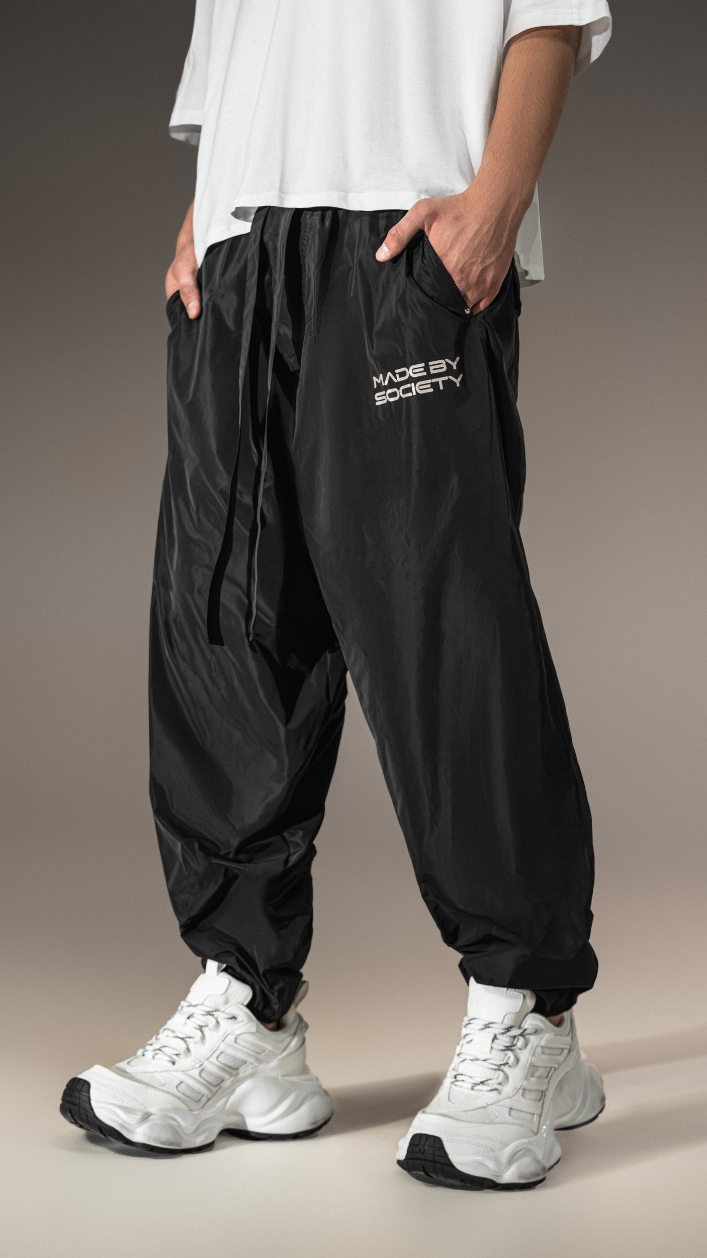 "Made by Society" Glossy Polyester Trousers – P15722