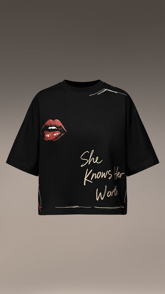 T-Shirt „She Knows Her Worth” - T26991