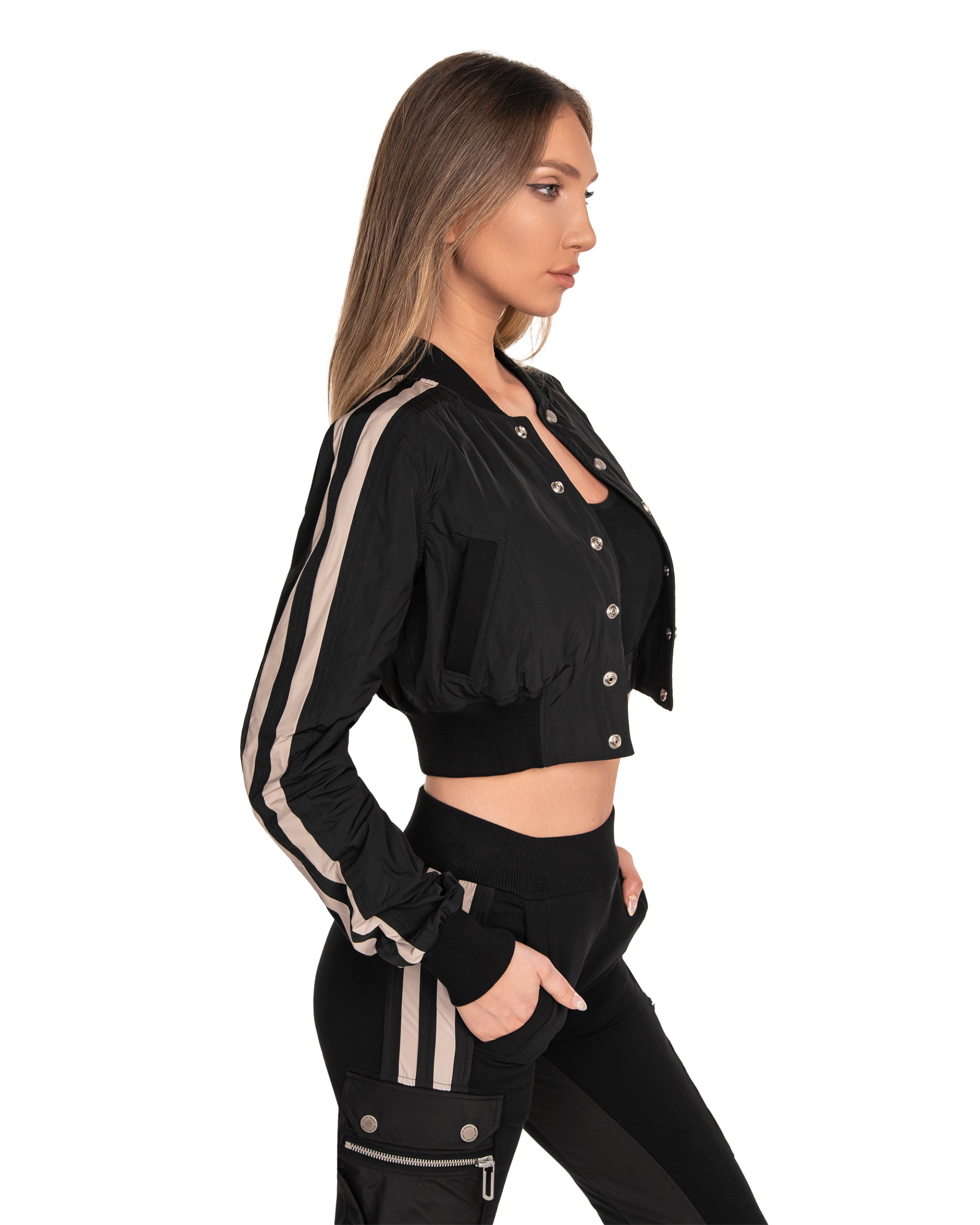 Veste bomber à rayures verticales - J22987
